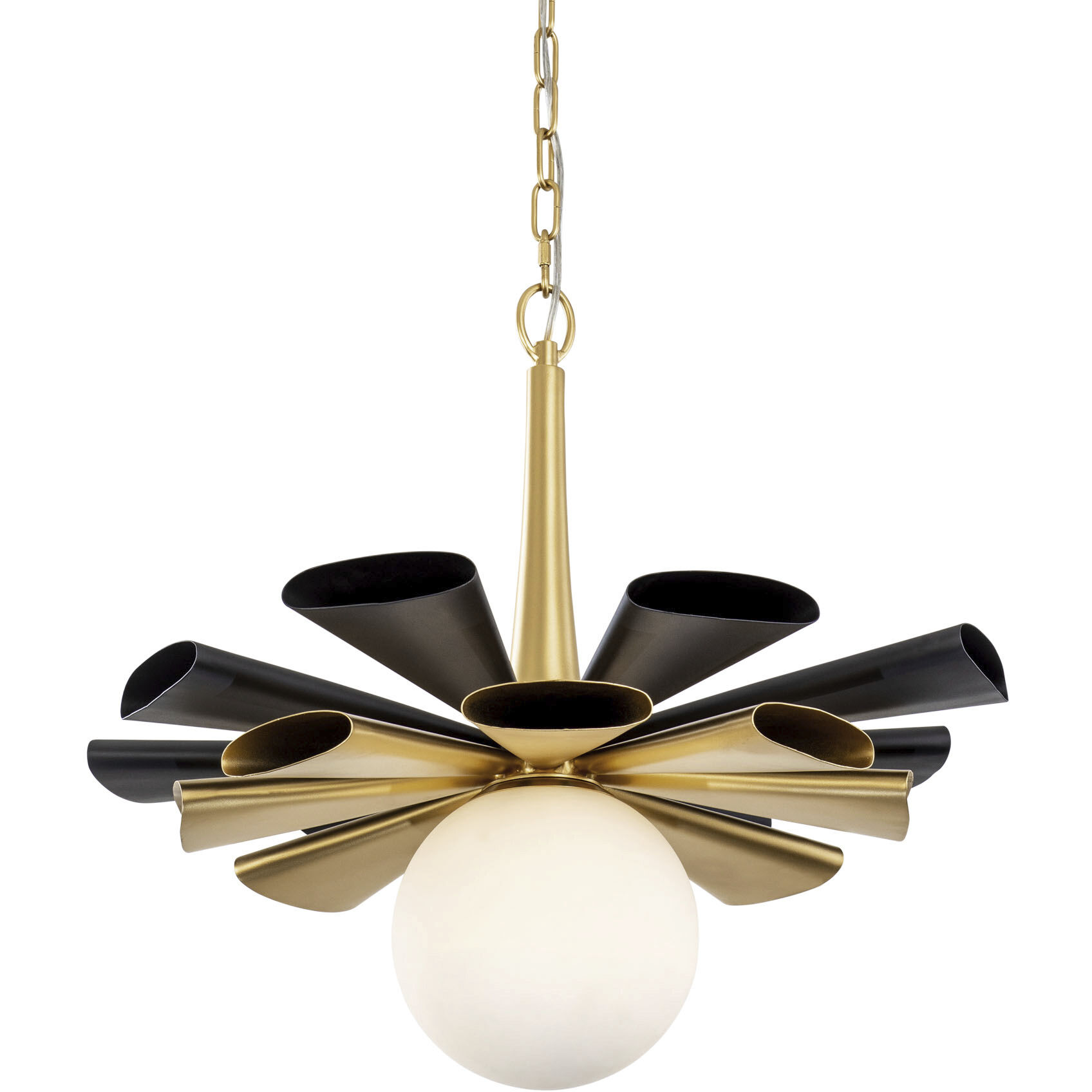 Daphne 1 Light 24.5 inch Matte Black with French Gold Pendant Ceiling Light