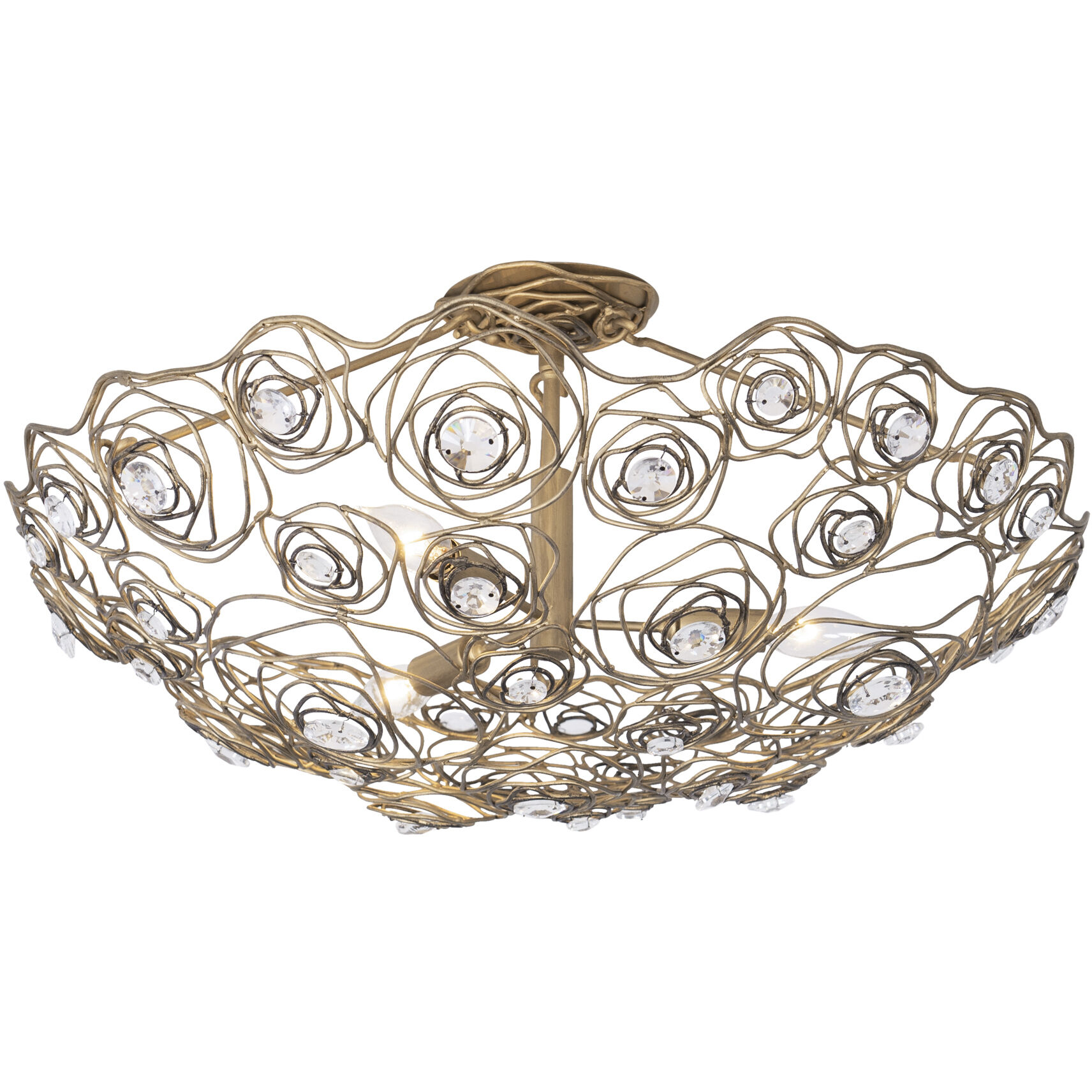 Ethereal Rose 3 Light 24 inch Havana Gold Ombre Semi-Flush Ceiling Light