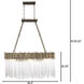 Matrix 6 Light 36.5 inch Matte Black and French Gold Linear Pendant Ceiling Light in Matte Black/French Gold
