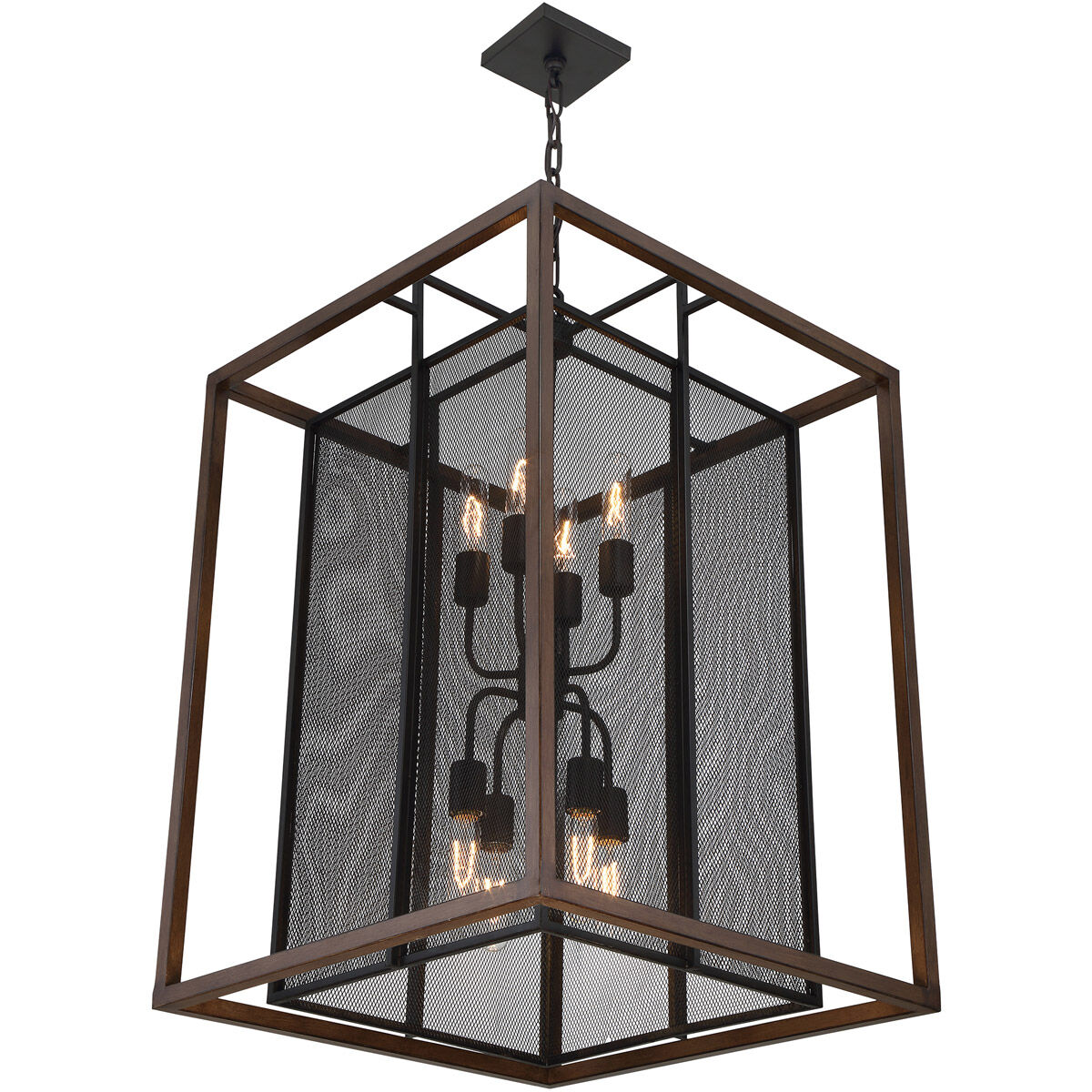Rio Lobo 8 Light 22 inch Dark Oak with Black Foyer Ceiling Light