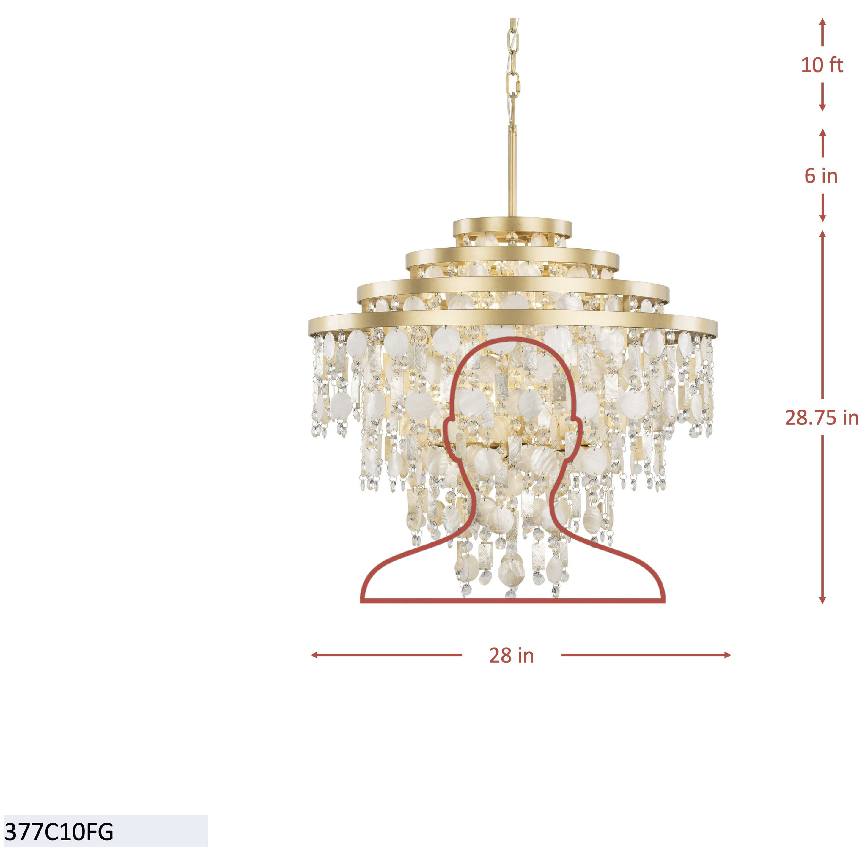 Kalani 10 Light 28 inch French Gold Chandelier Ceiling Light, Smithsonian Collaboration