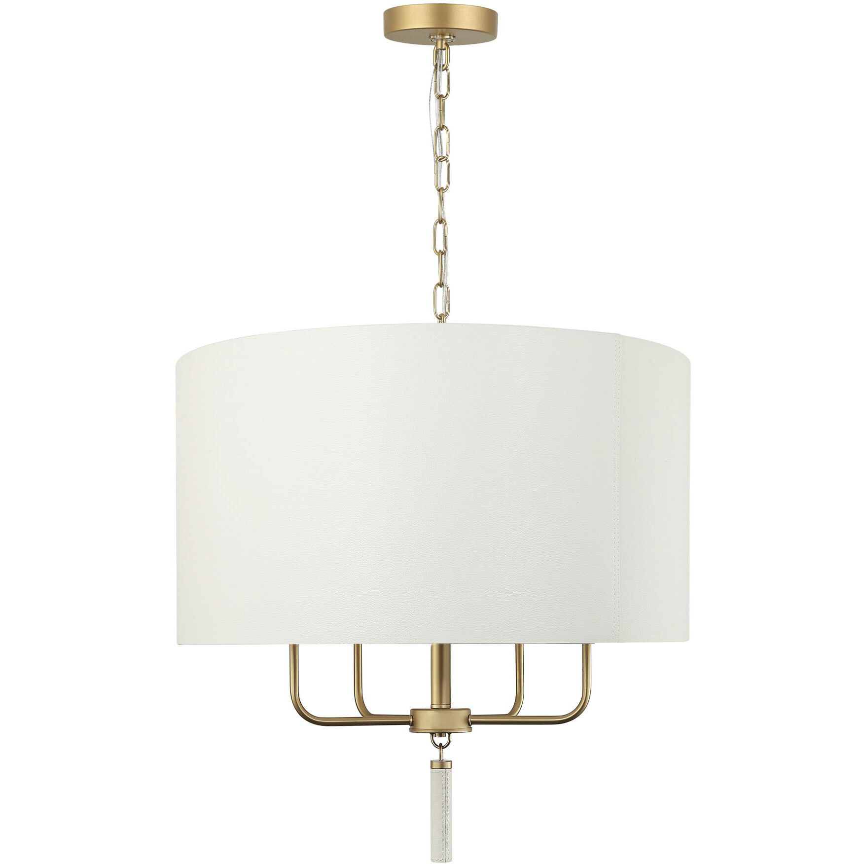 Secret Agent 4 Light 24 inch Gold and White Leather Pendant Ceiling Light