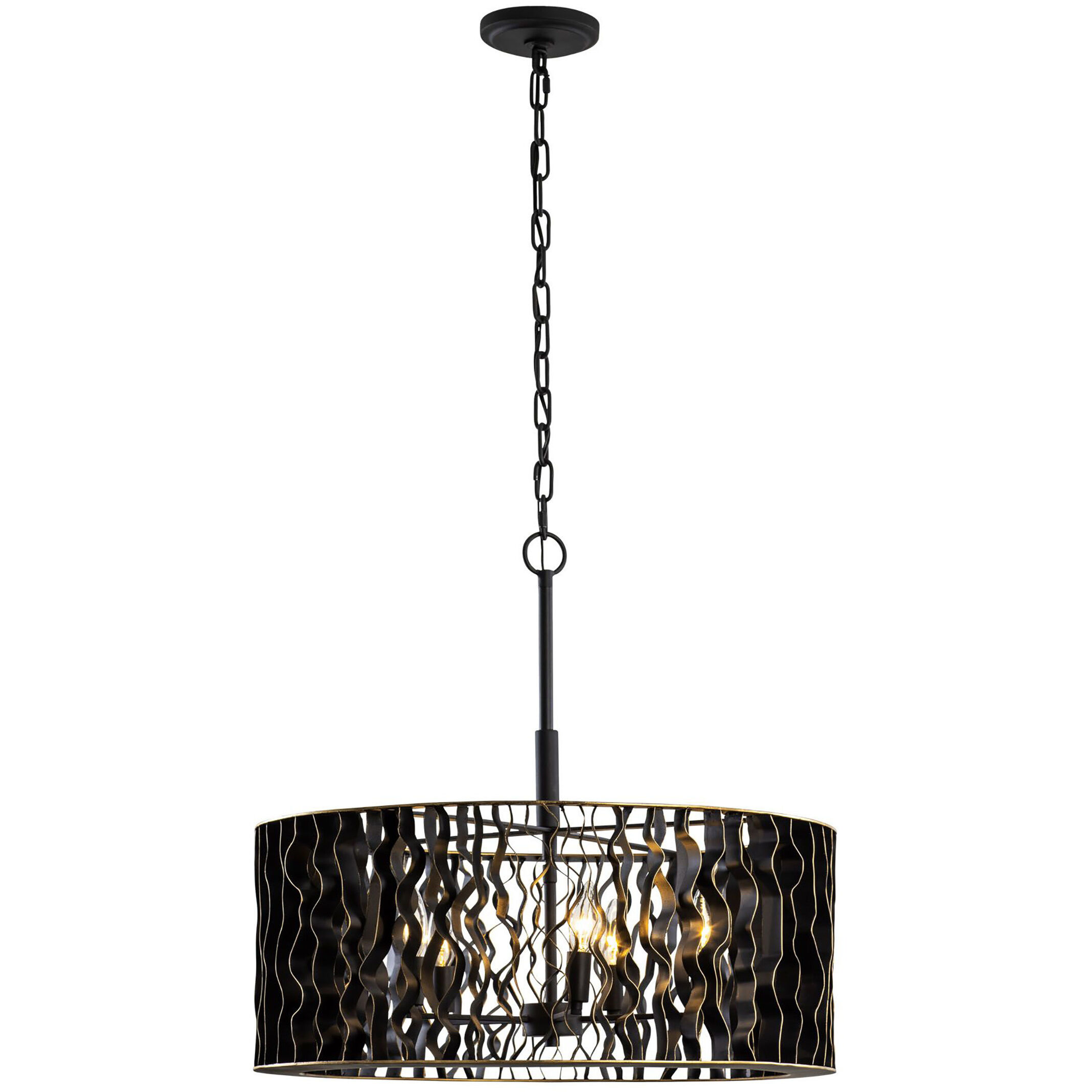 Estela 5 Light 24 inch Matte Black Pendant Ceiling Light, Smithsonian Collaboration