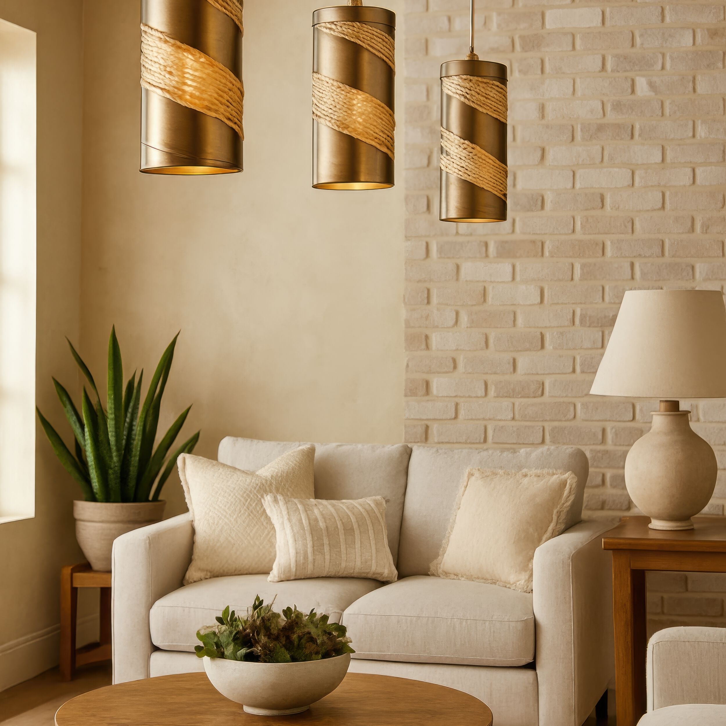 Flow 1 Light 4 inch Baguette and Natural Rattan Mini Pendant Ceiling Light in Baguette/Natural Rattan, Smithsonian Collaboration