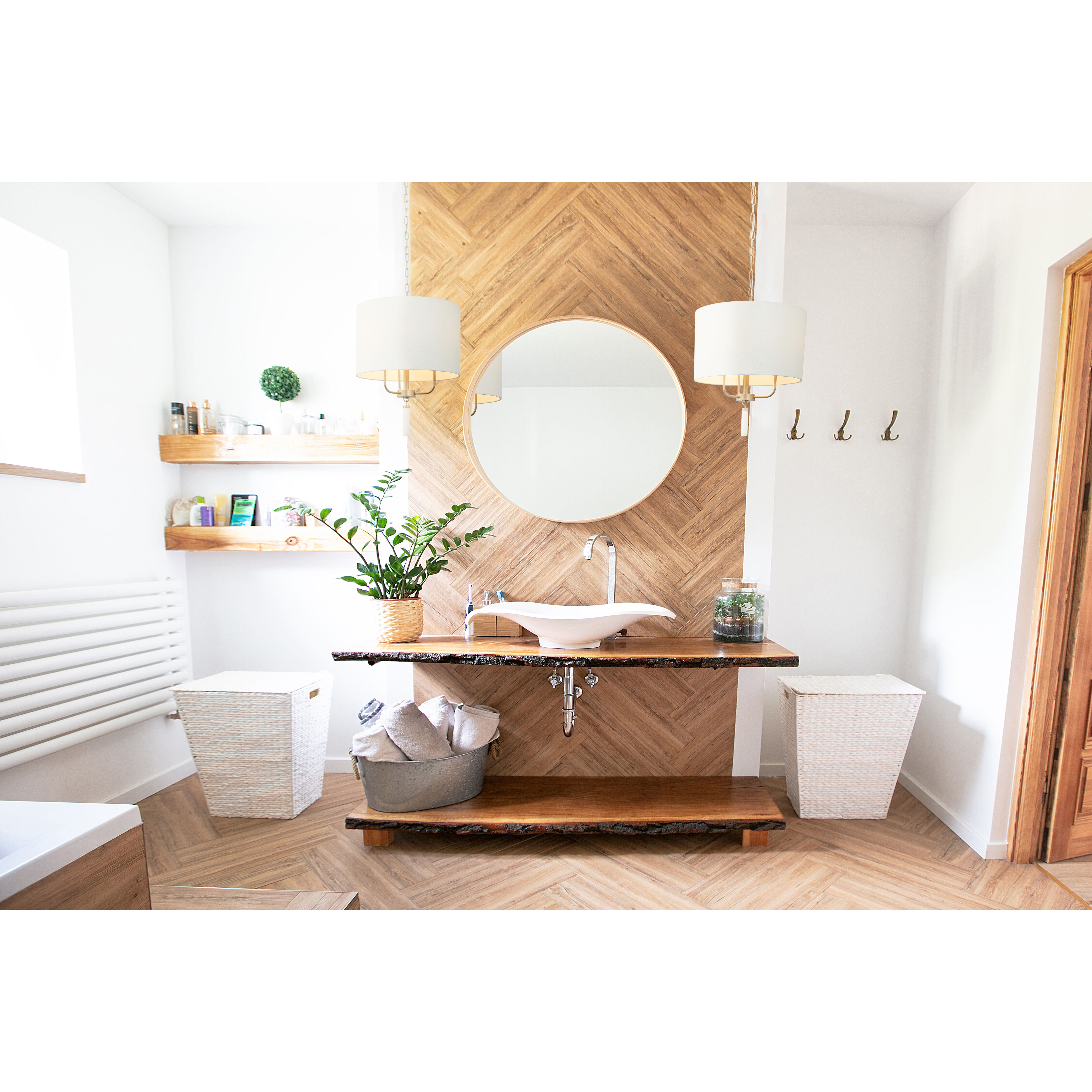 Secret Agent Sconce Wall Light in Painted Gold and White Leather