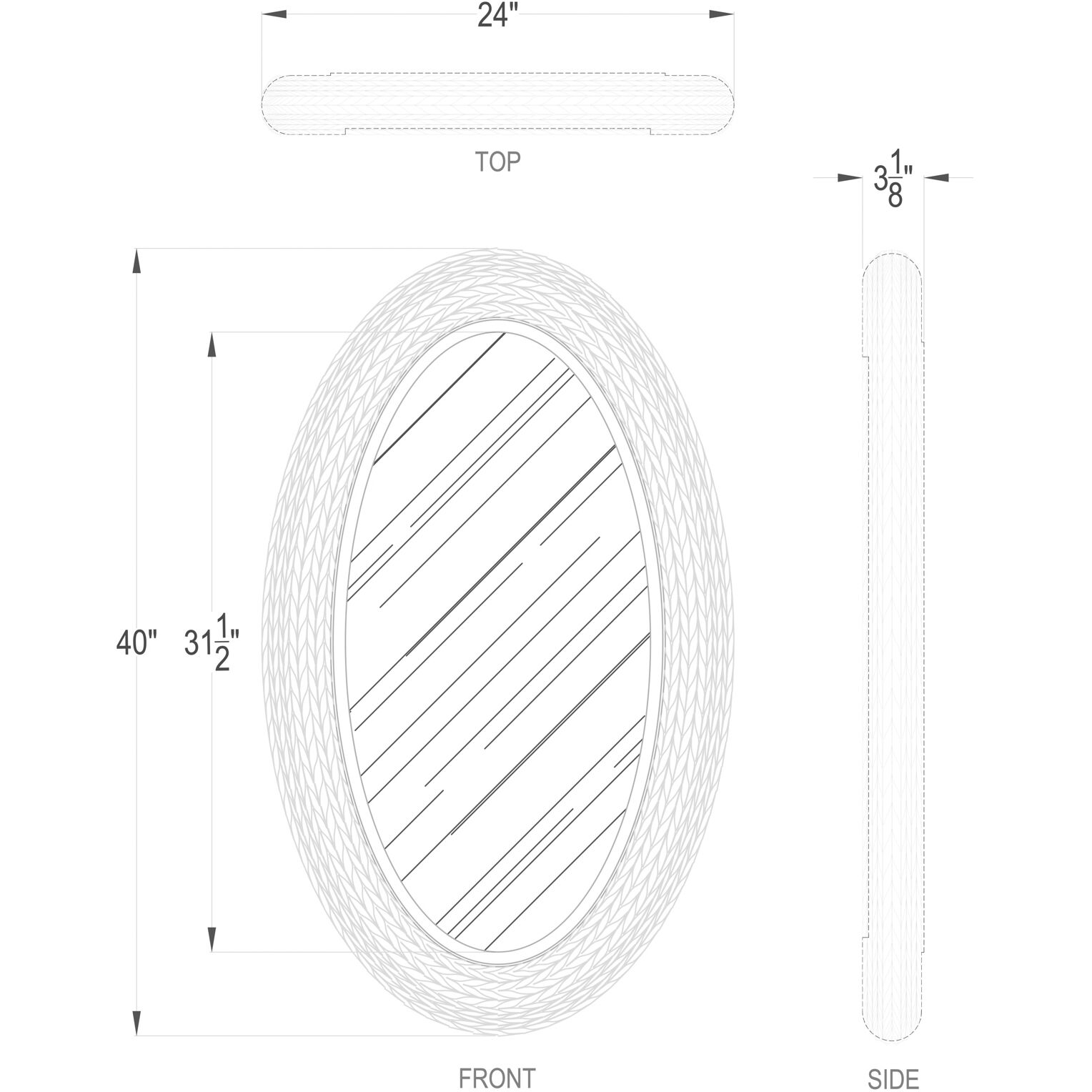 Athena 40.25 X 24.25 inch Matte Black with Black Seagrass Wall Mirror