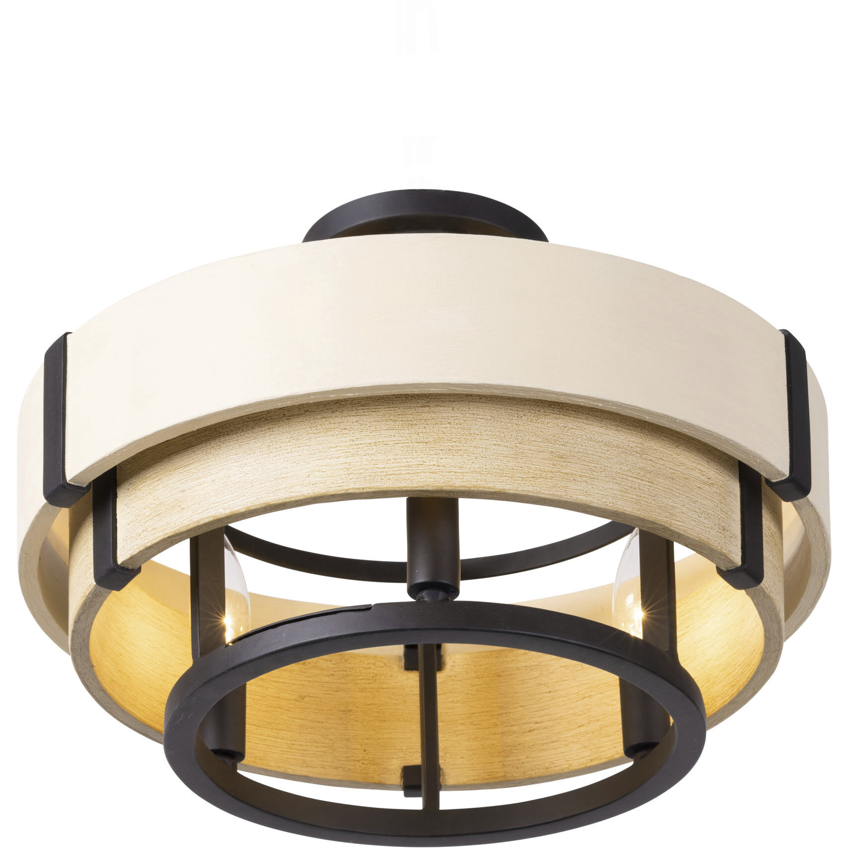 Blonde Moment 3 Light 16.5 inch Matte Black and Honey with Medium Oak Semi-Flush Ceiling Light