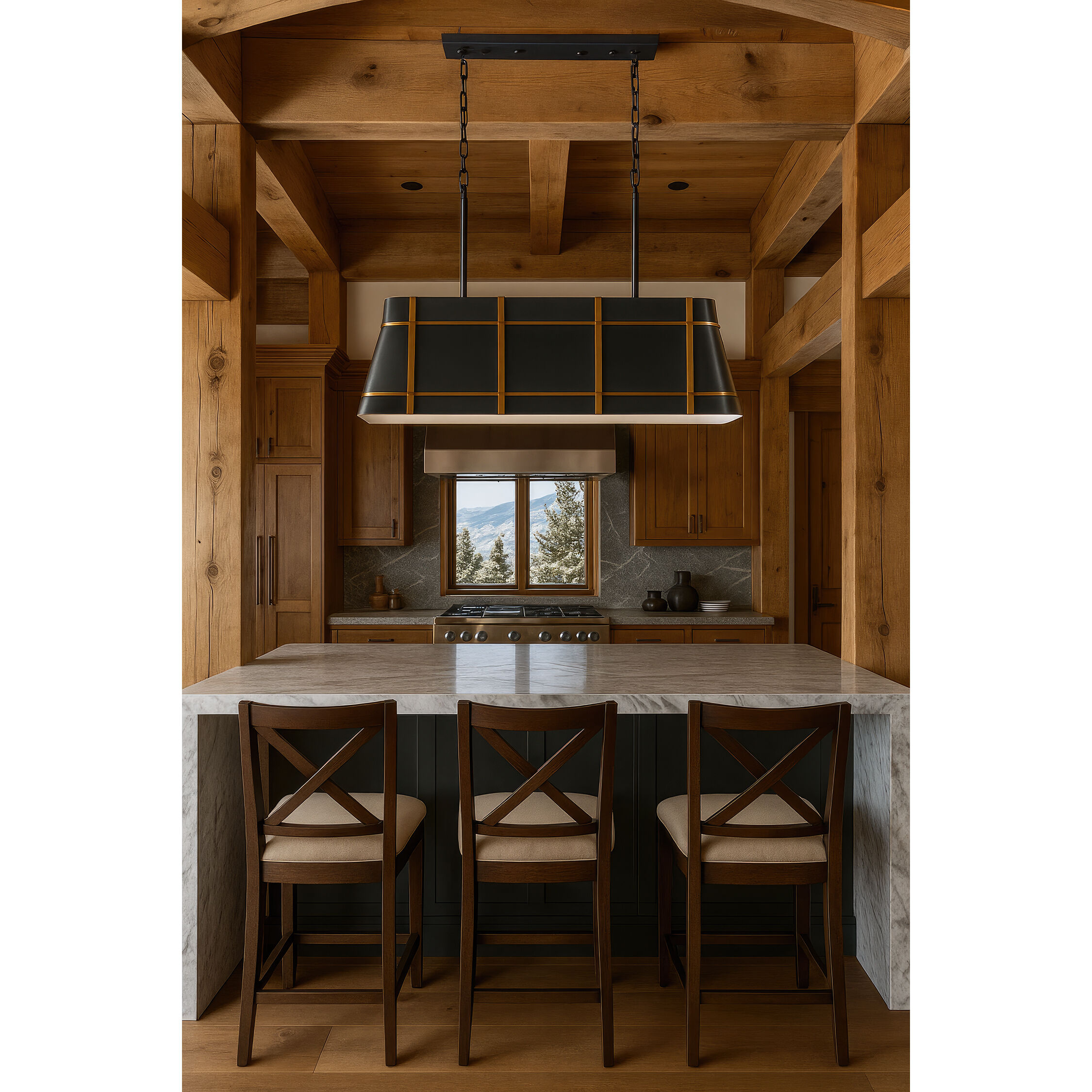 Brasserie 4 Light 42 inch Blackened Zinc and Heritage Bronze Linear Pendant Ceiling Light