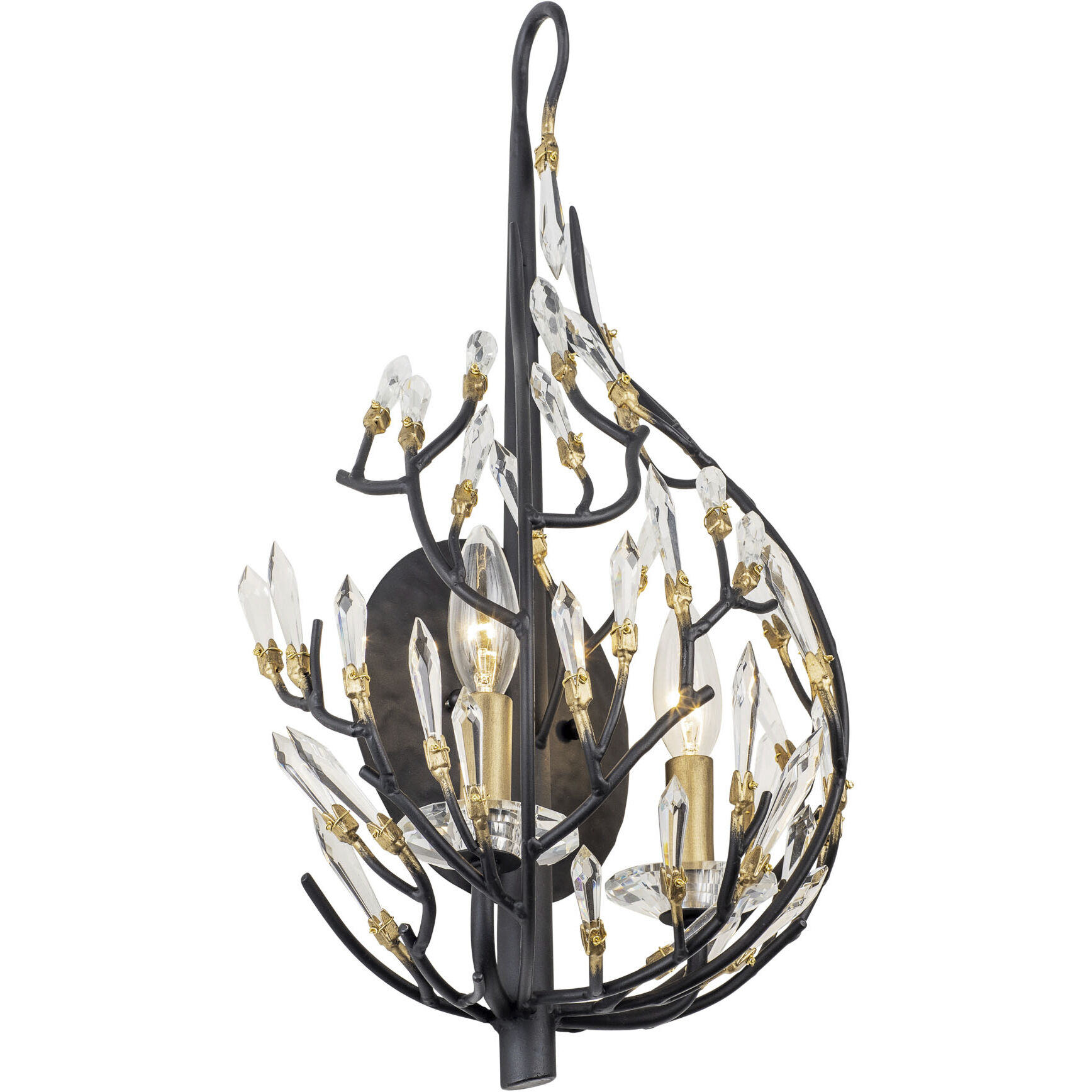 Bask 2 Light 12 inch Matte Black and French Gold Wall Sconce Wall Light