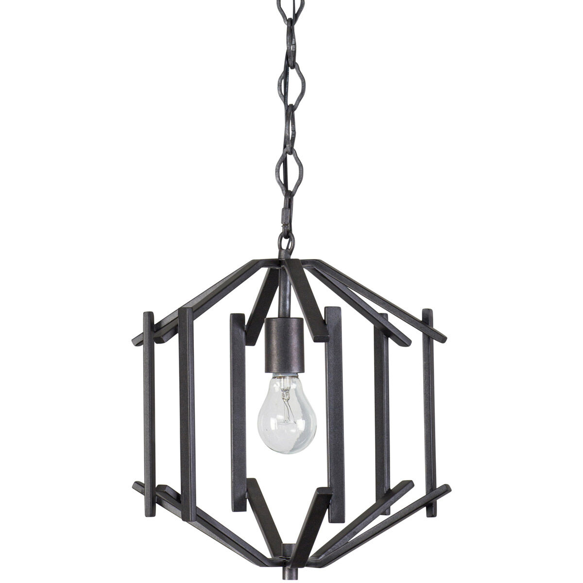 Offset 1 Light 12 inch Forged Iron Pendant Ceiling Light