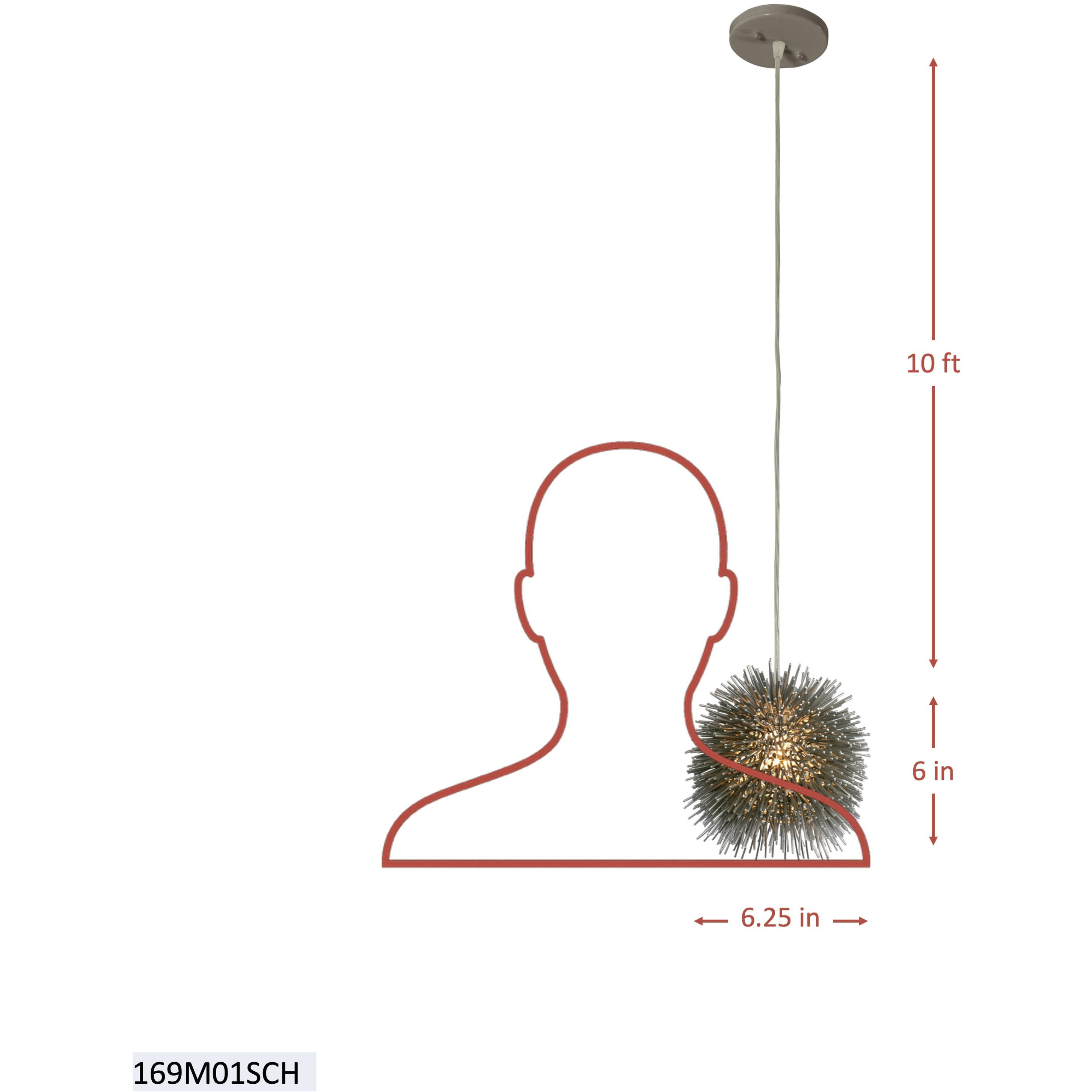 Urchin 1 Light 6.25 inch Painted Chrome Mini Pendant Ceiling Light