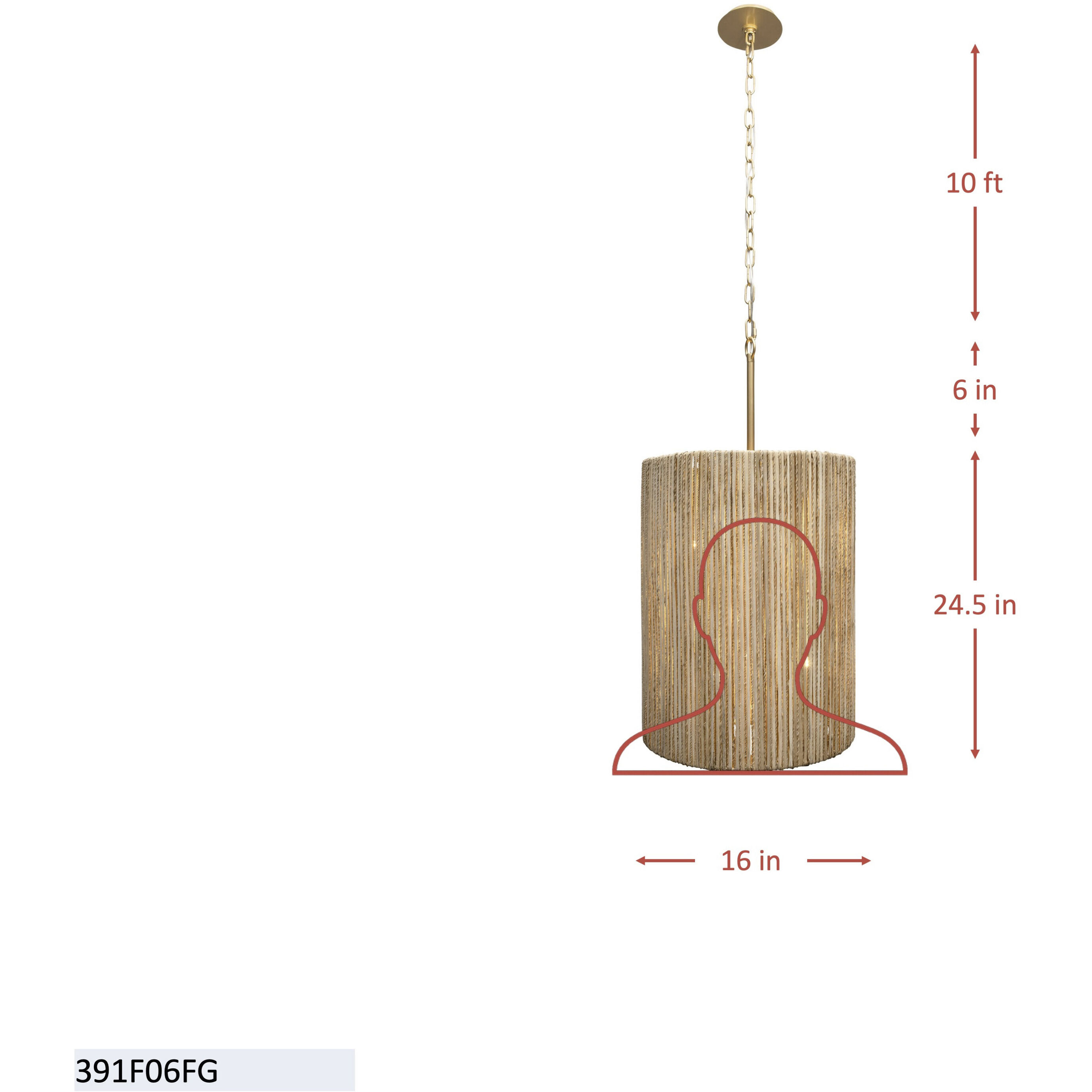 Jacob's Ladder 6 Light 16 inch French Gold Foyer Pendant Ceiling Light, Smithsonian Collaboration