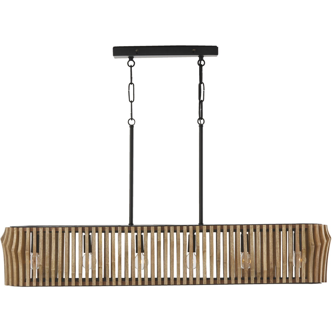 Archer 6 Light 41 inch Light Wood and Matte Black Island Light Ceiling Light