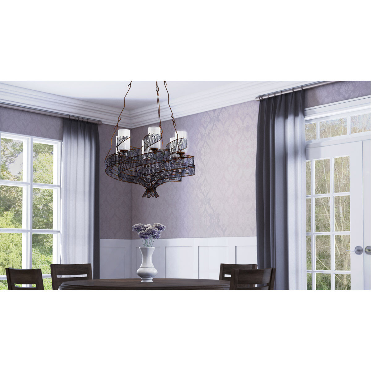 Flow 6 Light 28.5 inch Hammered Ore Chandelier Ceiling Light
