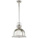 Stirling 1 Light 15 inch Polished Nickel Pendant Ceiling Light, Luz Studio