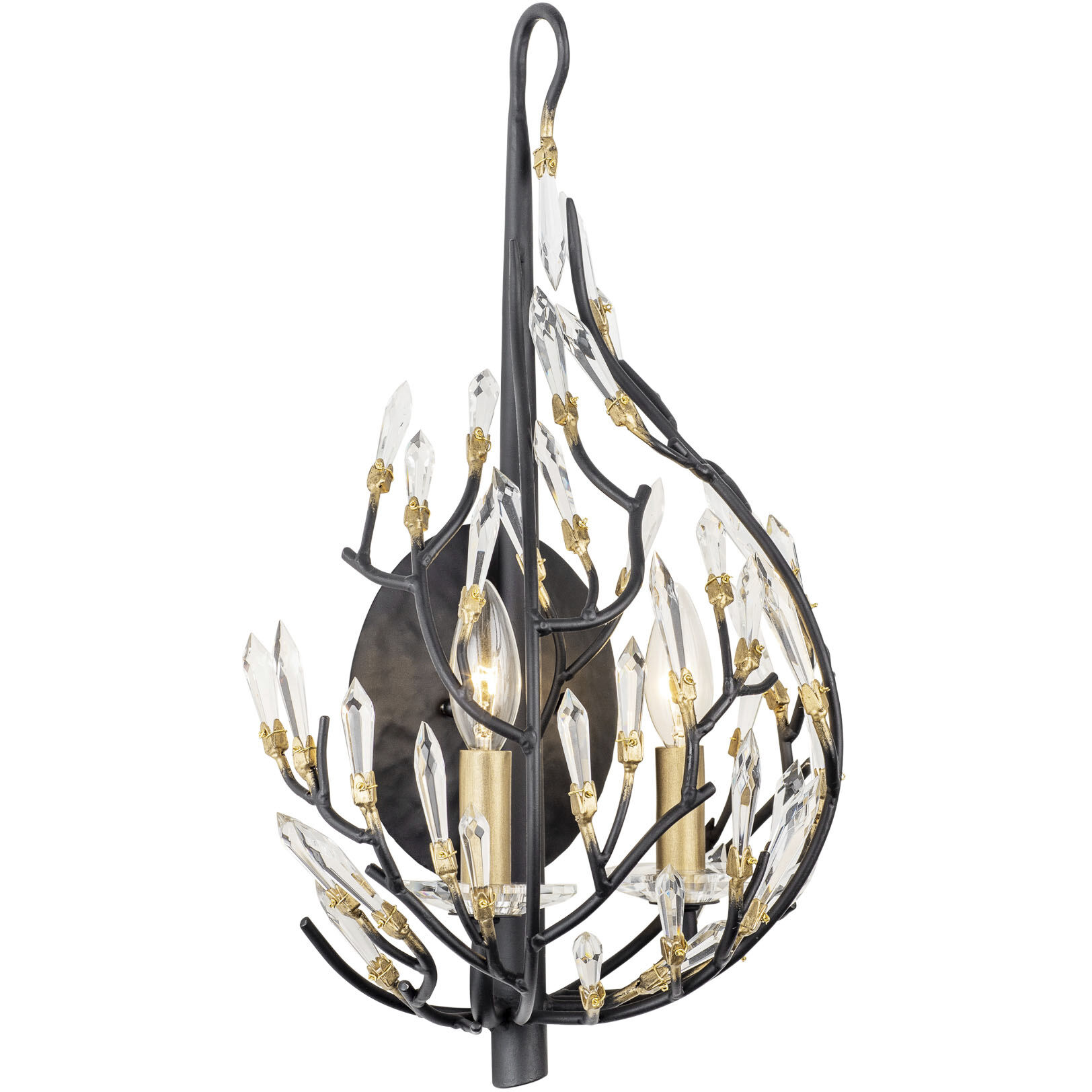 Bask 2 Light 12 inch Matte Black and French Gold Wall Sconce Wall Light