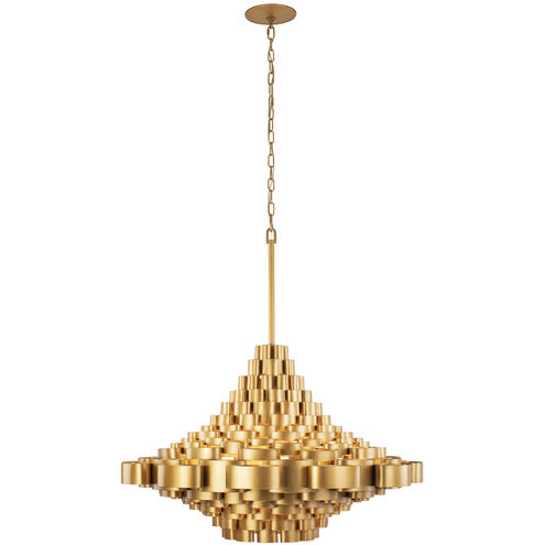 Totally Tubular 10 Light 36 inch Antique Gold and Carbon Black Pendant Ceiling Light