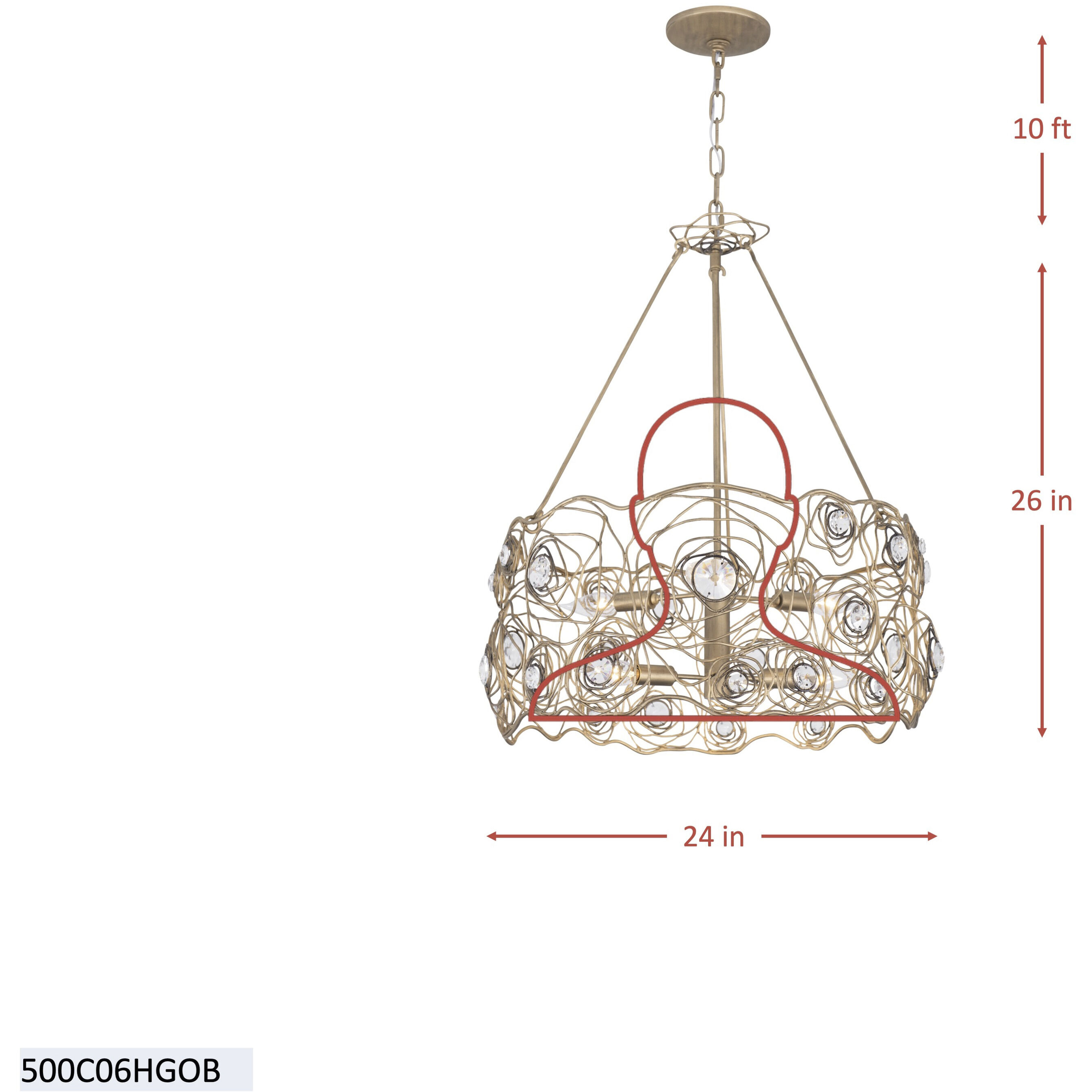 Ethereal Rose 6 Light 24 inch Havana Gold Ombre Chandelier Ceiling Light
