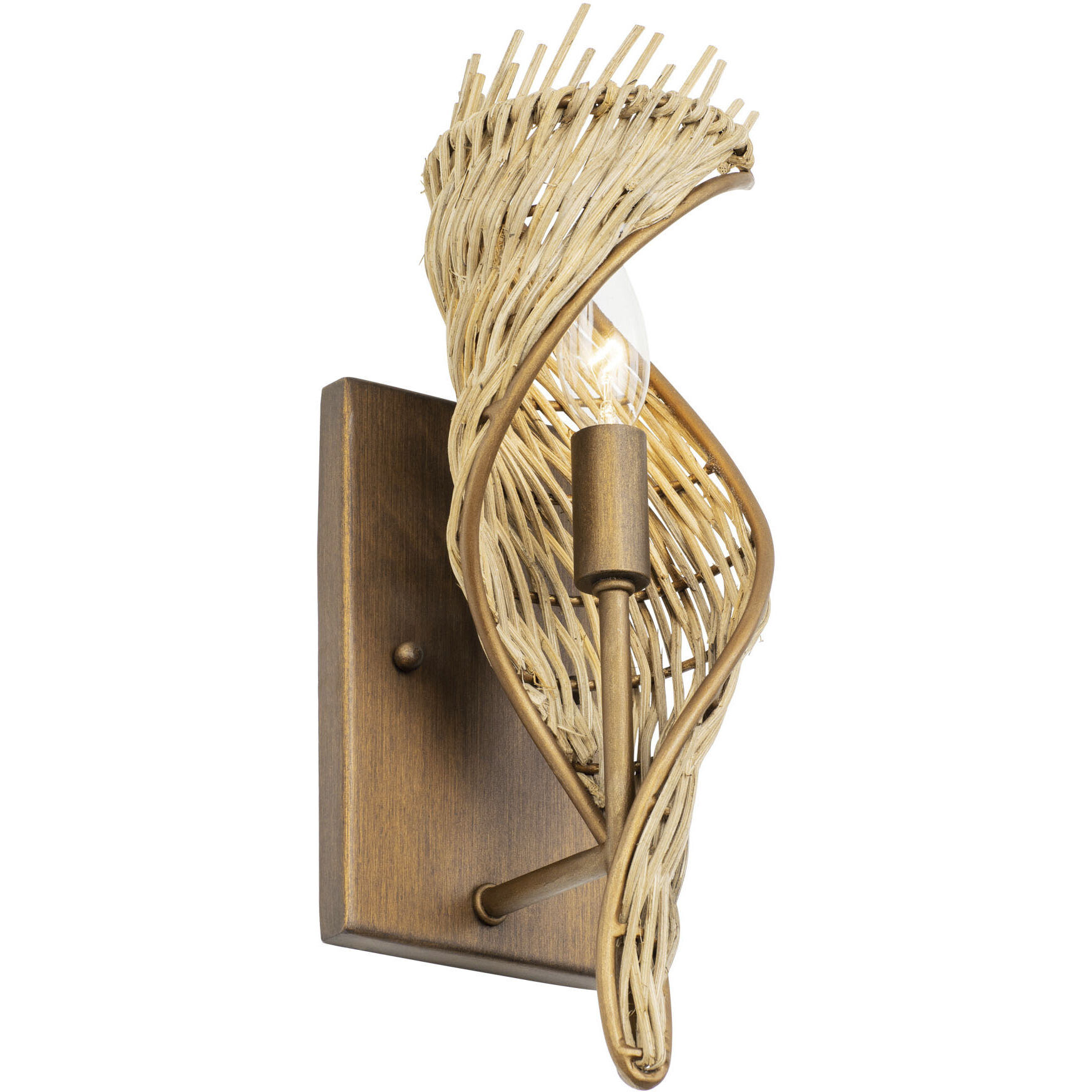 Flow 1 Light 5.5 inch Baguette and Natural Rattan Left Sconce Wall Light, Smithsonian Collaboration