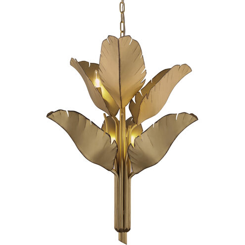 Banana Leaf 6 Light 25 inch Gold Chandelier Ceiling Light