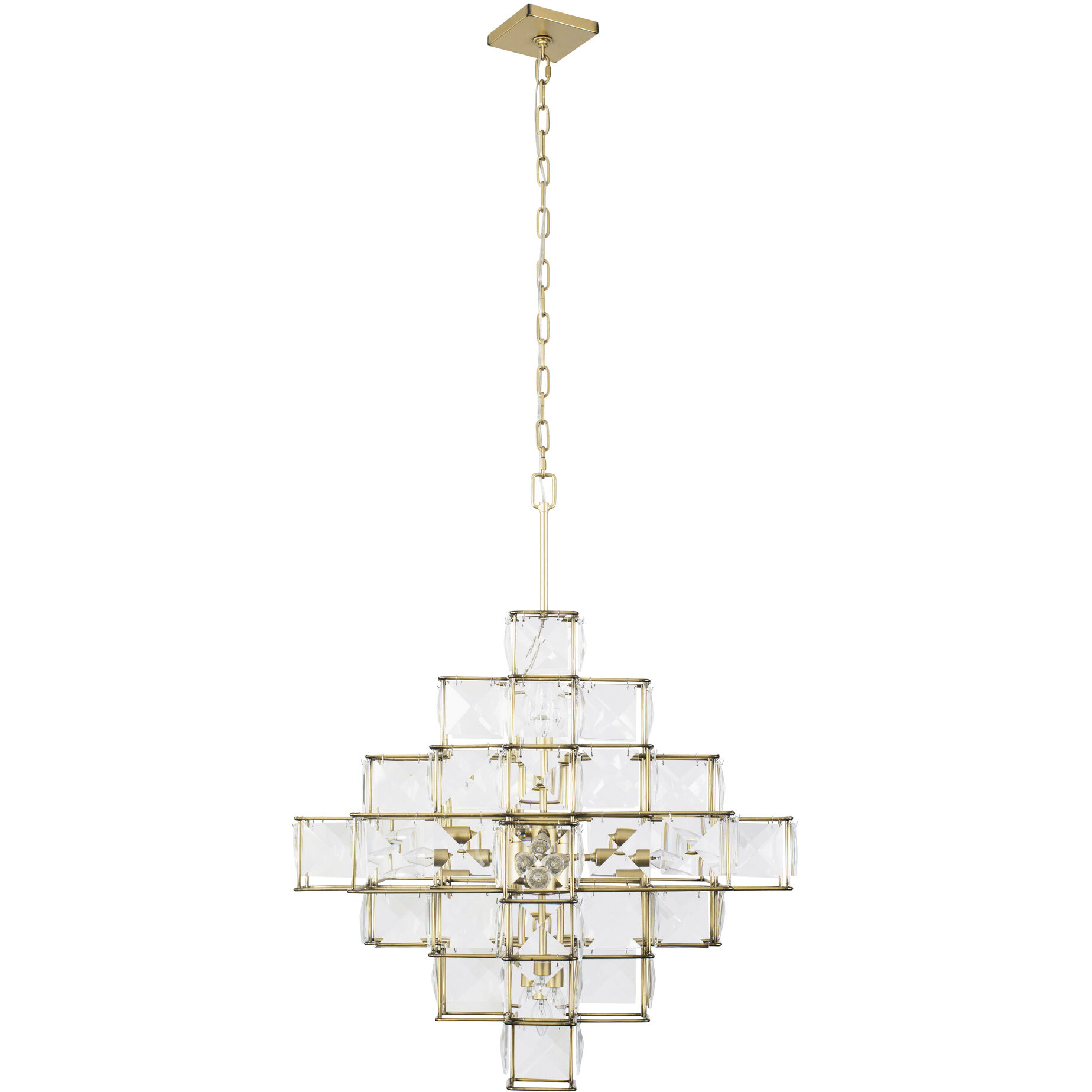 Cubic 6 Light 25.8 inch Calypso Gold Chandelier Ceiling Light
