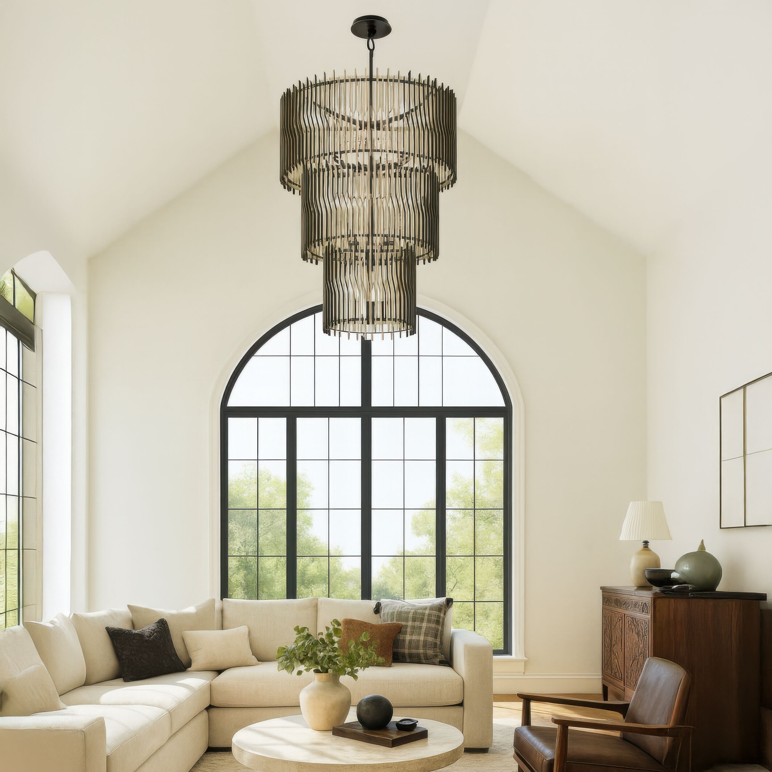 Park Row 18 Light 32 inch Matte Black and French Gold Chandelier Ceiling Light