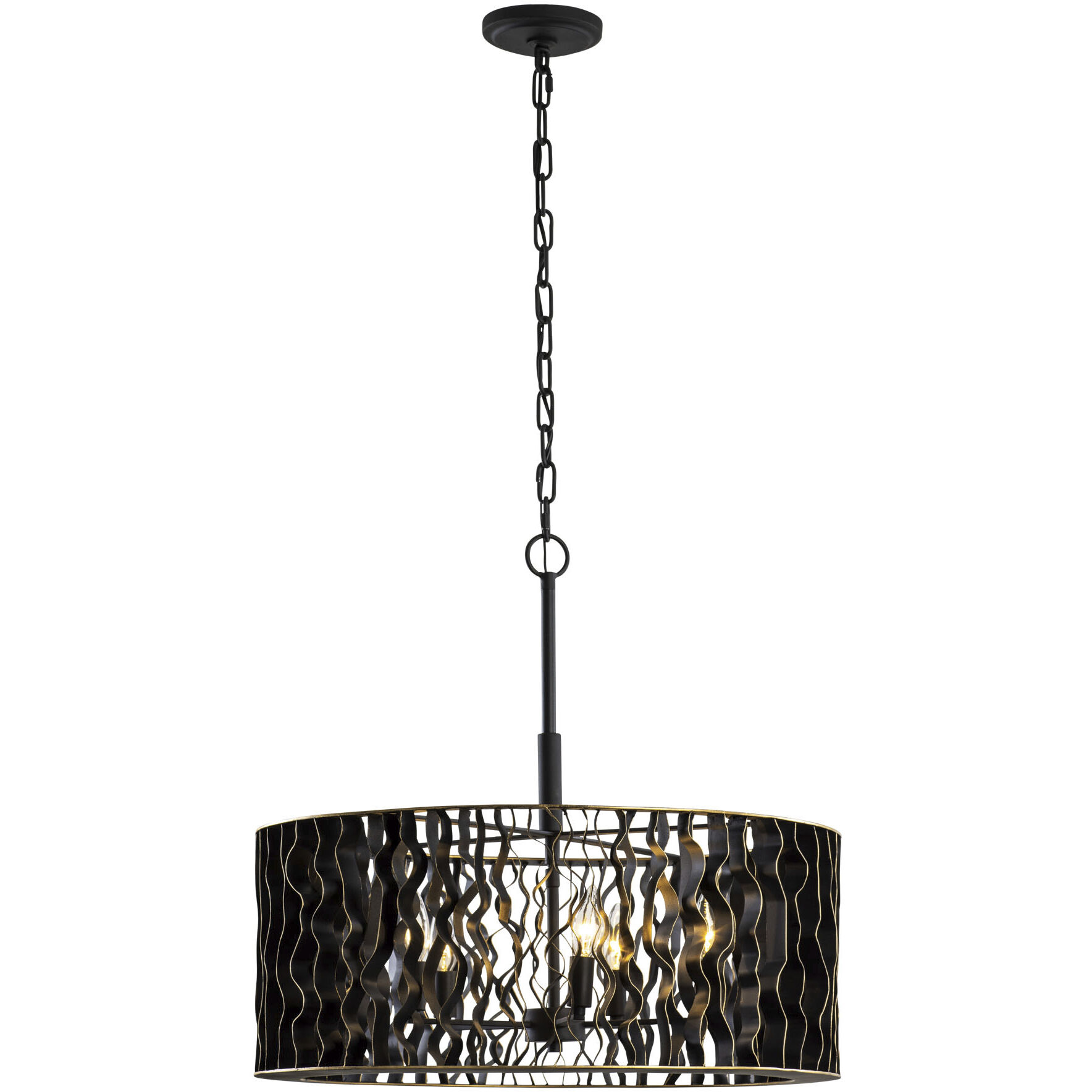 Estela 5 Light 24 inch Matte Black and French Gold Pendant Ceiling Light, Smithsonian Collaboration