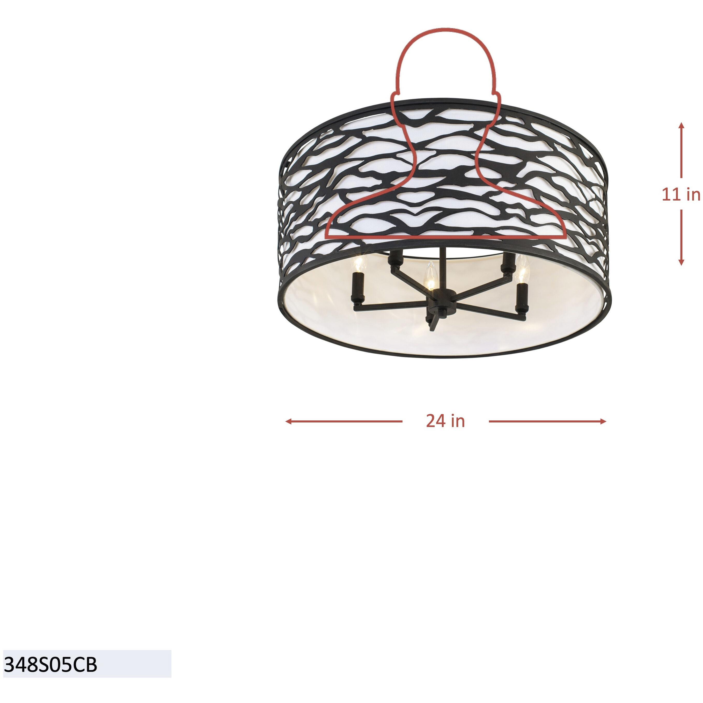 Kato 5 Light 24 inch Carbon Black Semi-Flush Ceiling Light