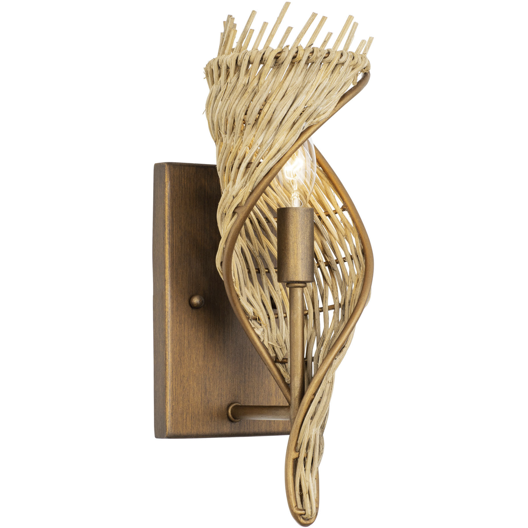 Flow 1 Light 5.5 inch Baguette and Natural Rattan Left Sconce Wall Light, Smithsonian Collaboration
