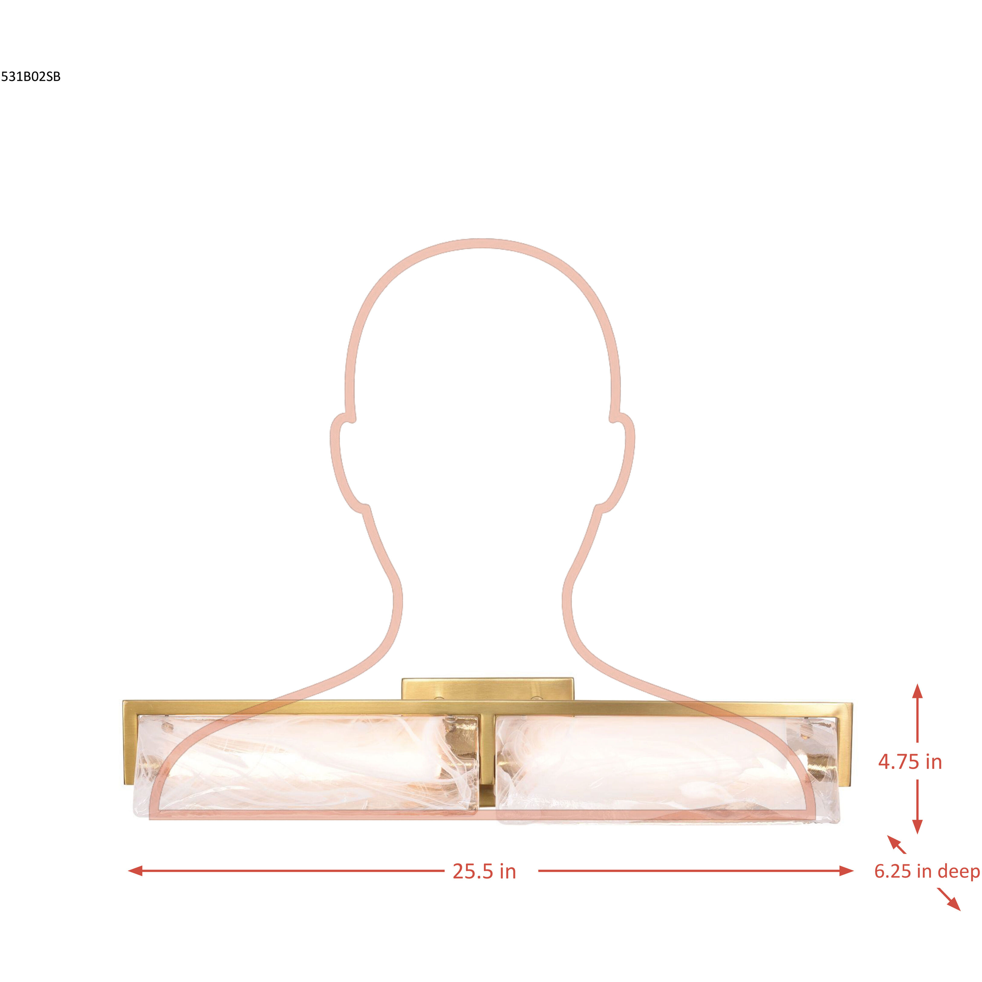 Mingle 2 Light 25.5 inch Satin Brass Bath Vanity Light Wall Light