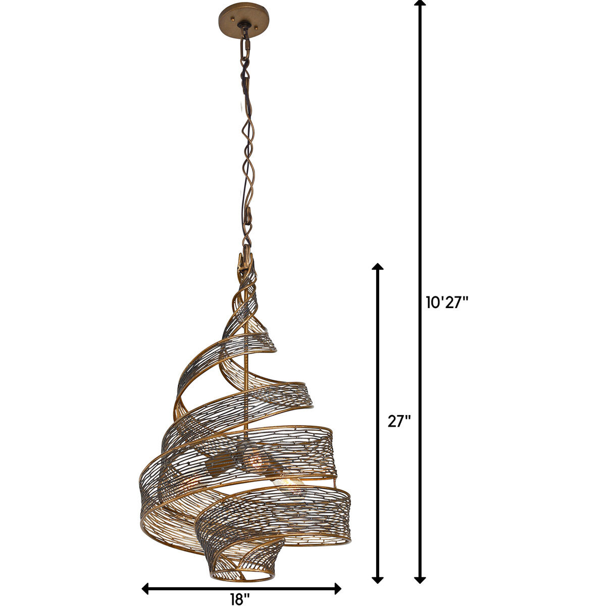 Flow 3 Light 18 inch Hammered Ore Pendant Ceiling Light