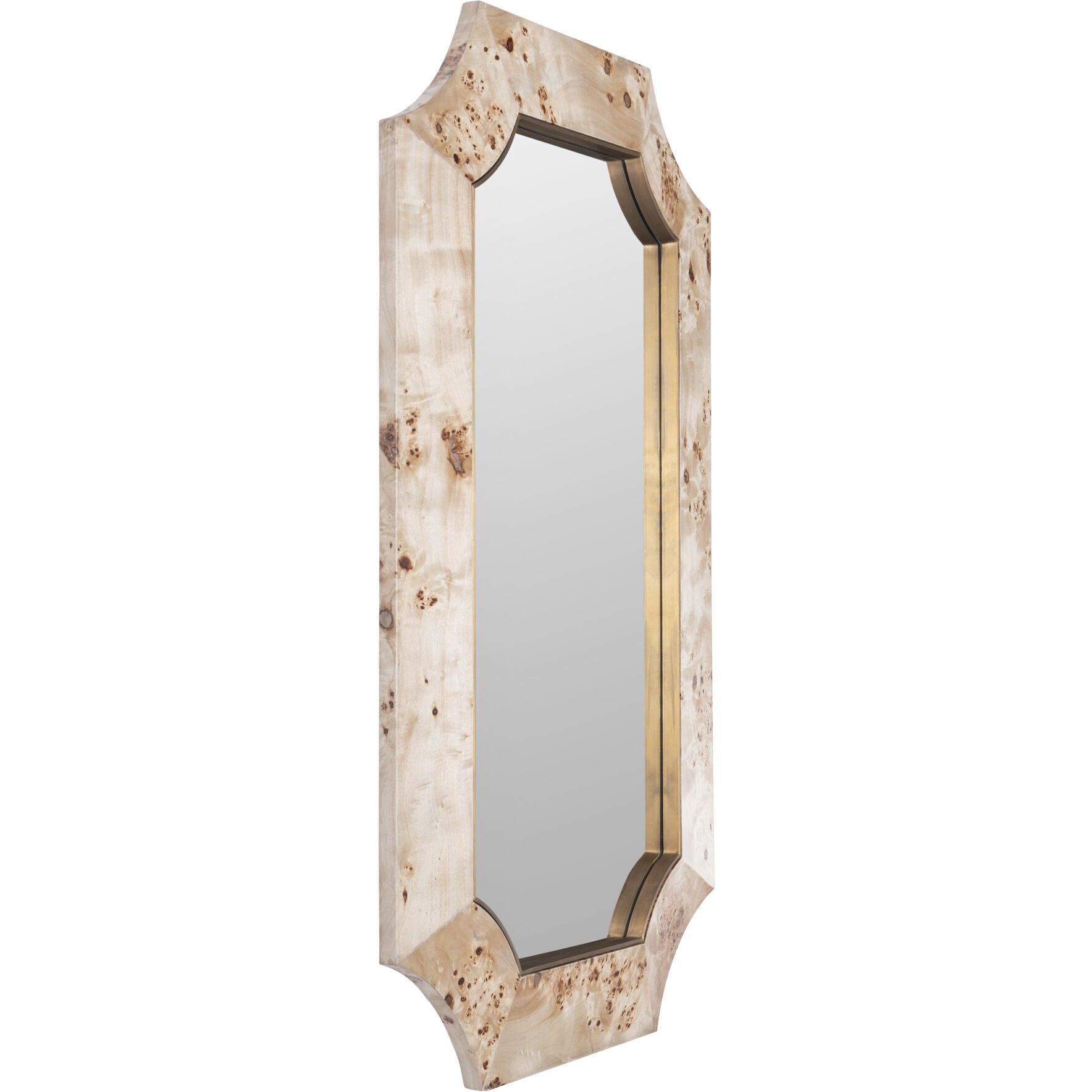 Farra 44 X 26 inch Poplar Burl with Weathered Brass Wall Mirror