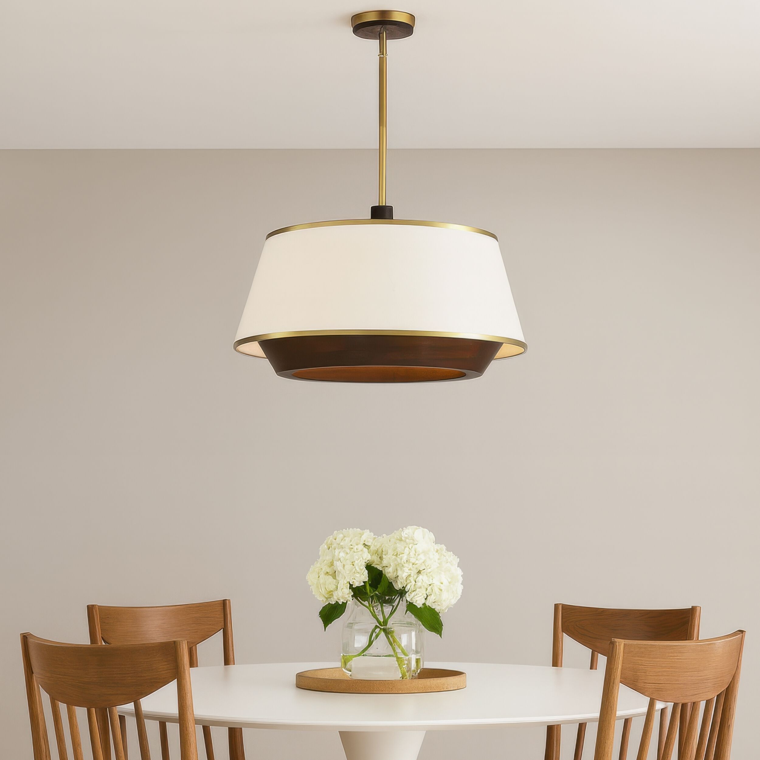 Desert Flyer 6 Light 26 inch Satin Brass with Medium Walnut Pendant Ceiling Light