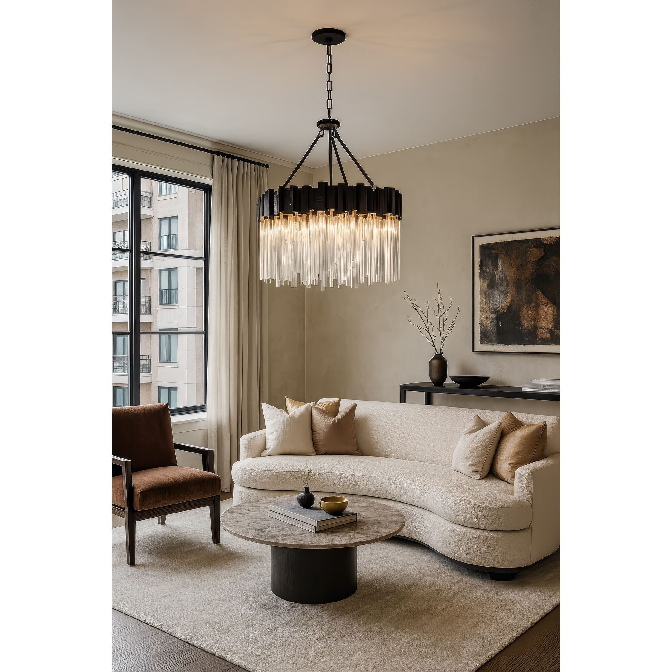 Matrix 9 Light 25 inch Matte Black and French Gold Chandelier Ceiling Light