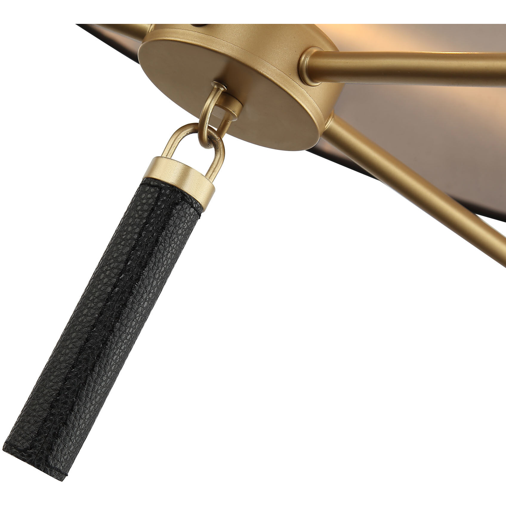 Secret Agent 5 Light 30 inch Gold and Black Leather Pendant Ceiling Light in Painted Gold and Black Leather