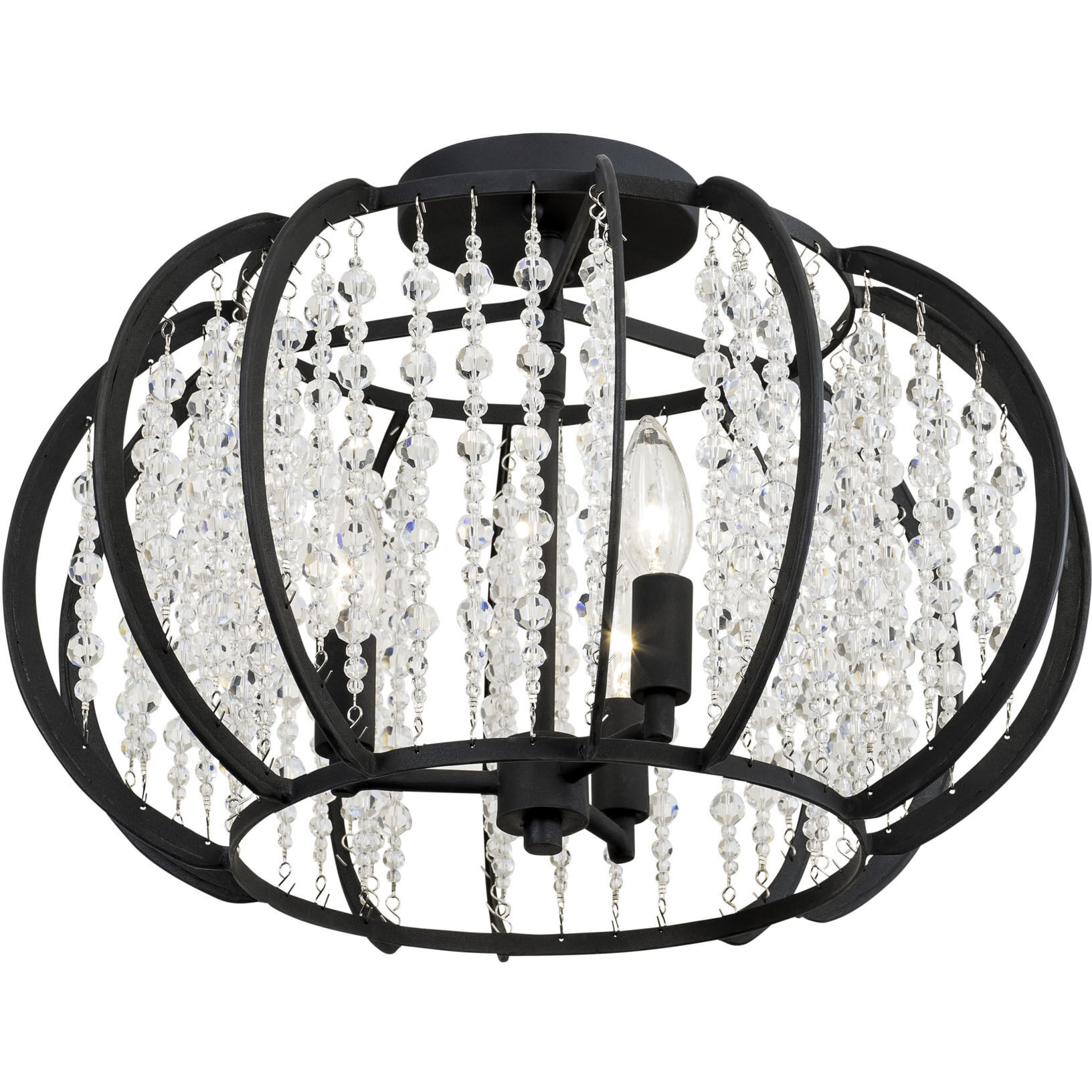 Caesar 3 Light 11 inch Carbon Semi-Flush Ceiling Light