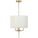 Secret Agent 3 Light 18 inch Painted Gold and White Leather Pendant Ceiling Light