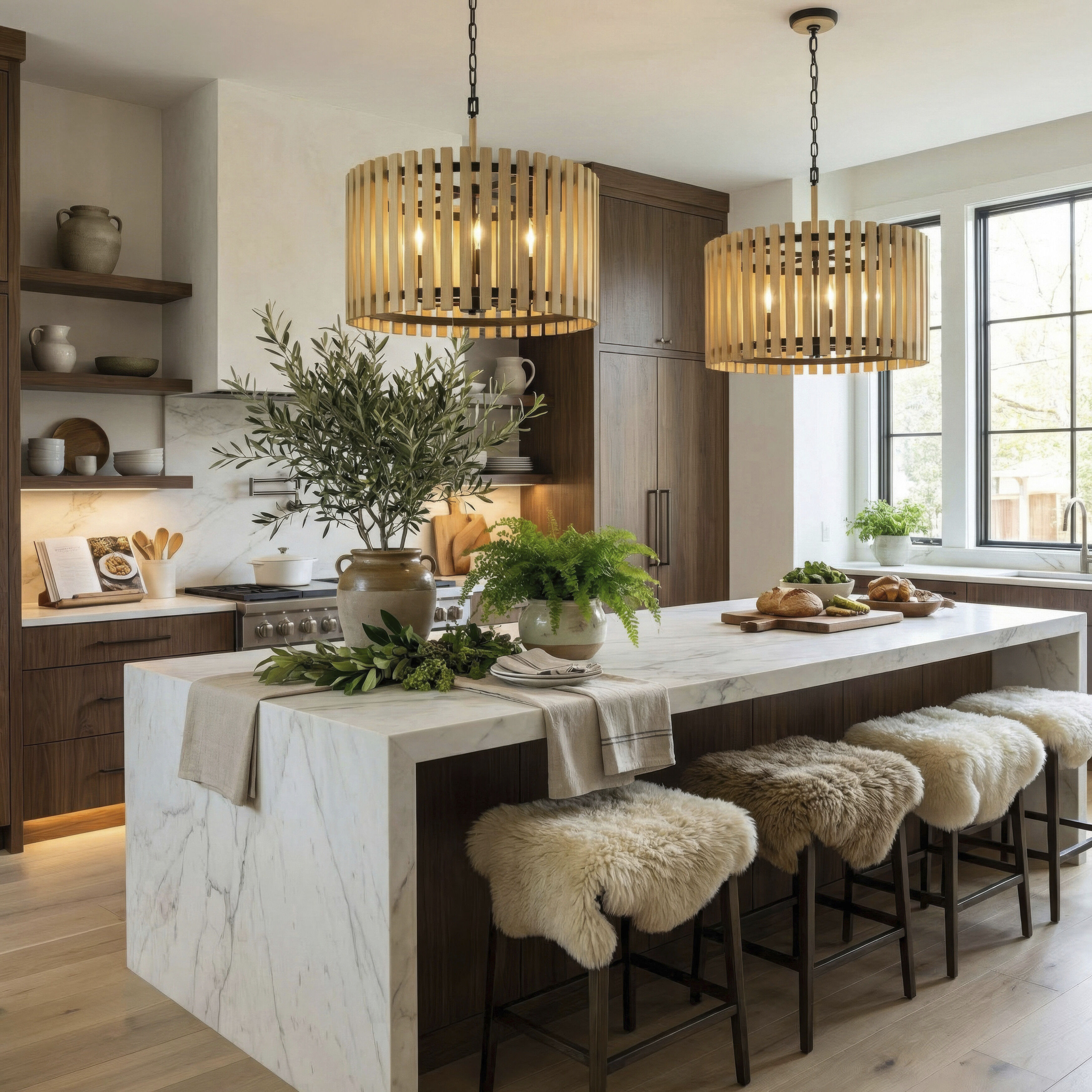 Suratto 6 Light 24 inch Matte Black and Honey Blonde Pendant Ceiling Light in Matte Black/Honey Blonde