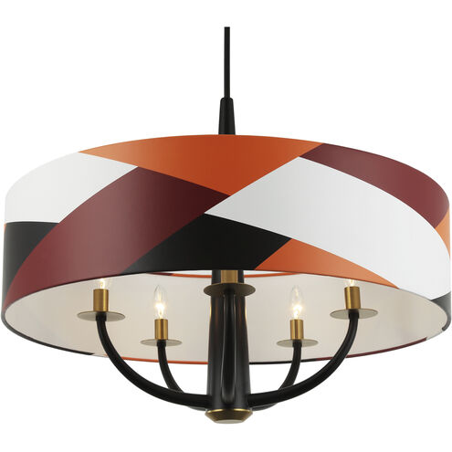 Patchwork 5 Light 30 inch Black with Satin Brass with Patchwork Pendant Ceiling Light