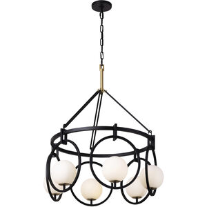 Stopwatch 6 Light 30.75 inch Matte Black and French Gold Pendant Ceiling Light