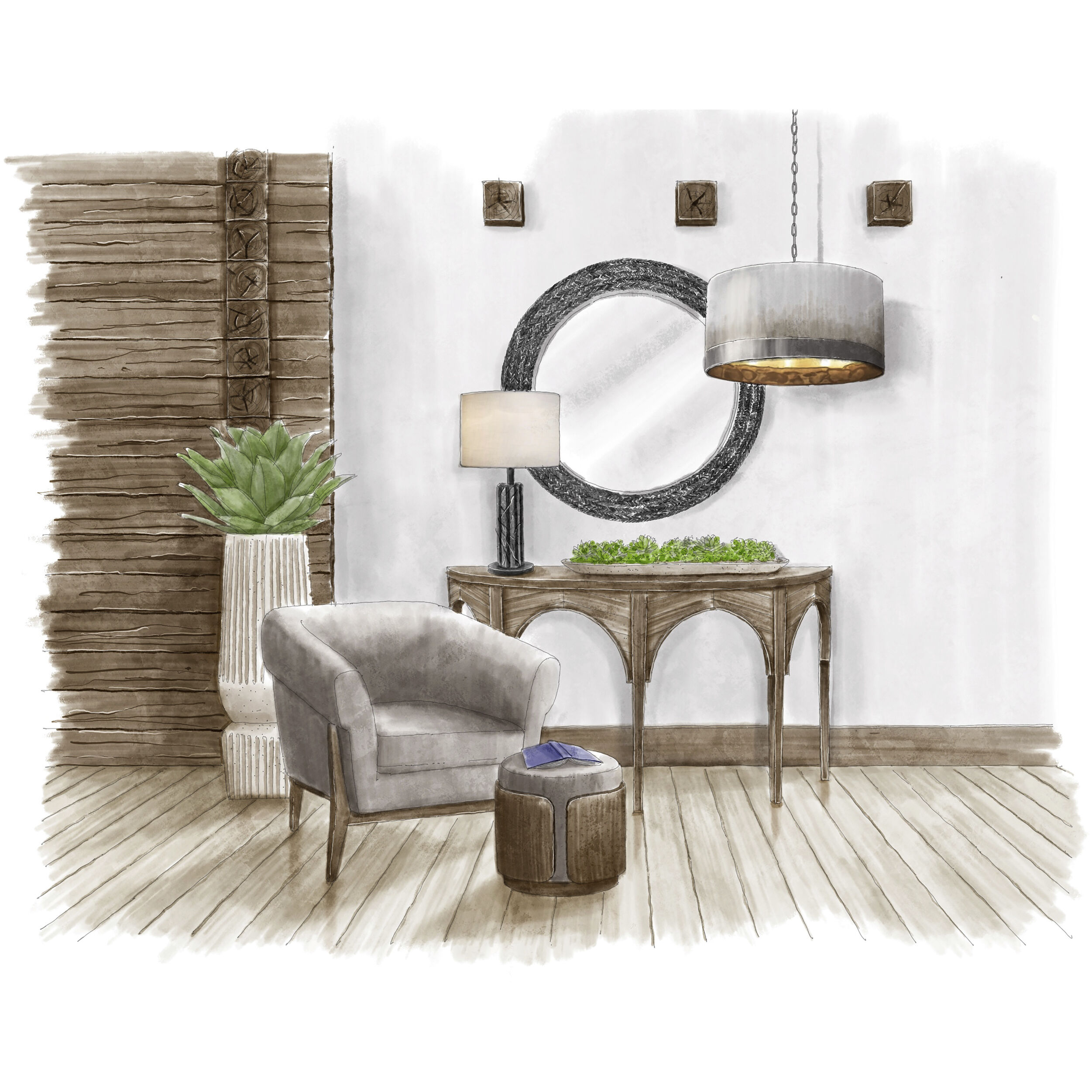 Athena 40.25 X 40.25 inch Matte Black with Black Seagrass Wall Mirror