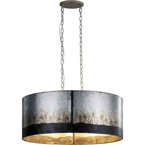 Cannery 6 Light 30 inch Ombre Galvanized Linear Pendant Ceiling Light