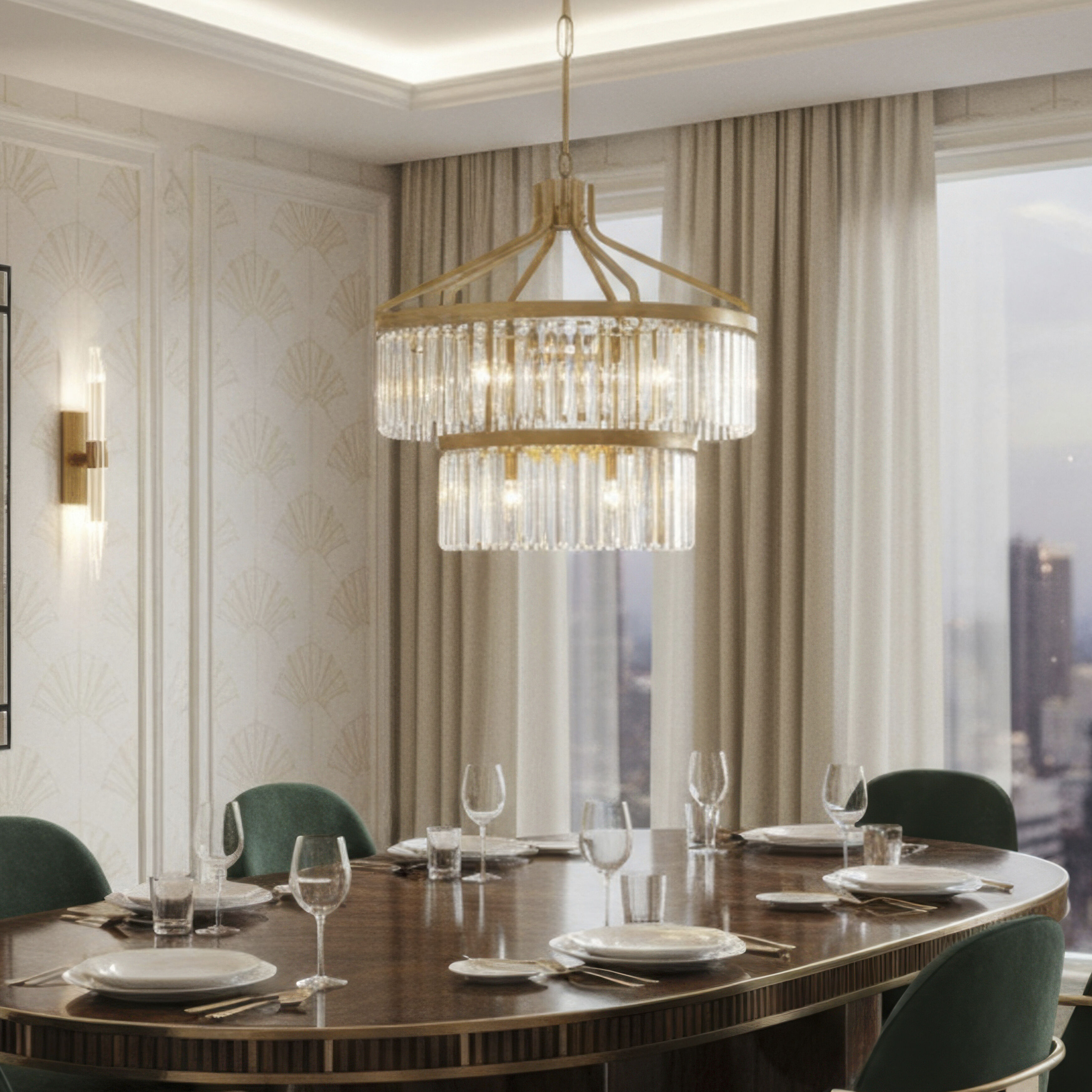 Social Club 9 Light 23.25 inch Havana Gold Pendant Ceiling Light