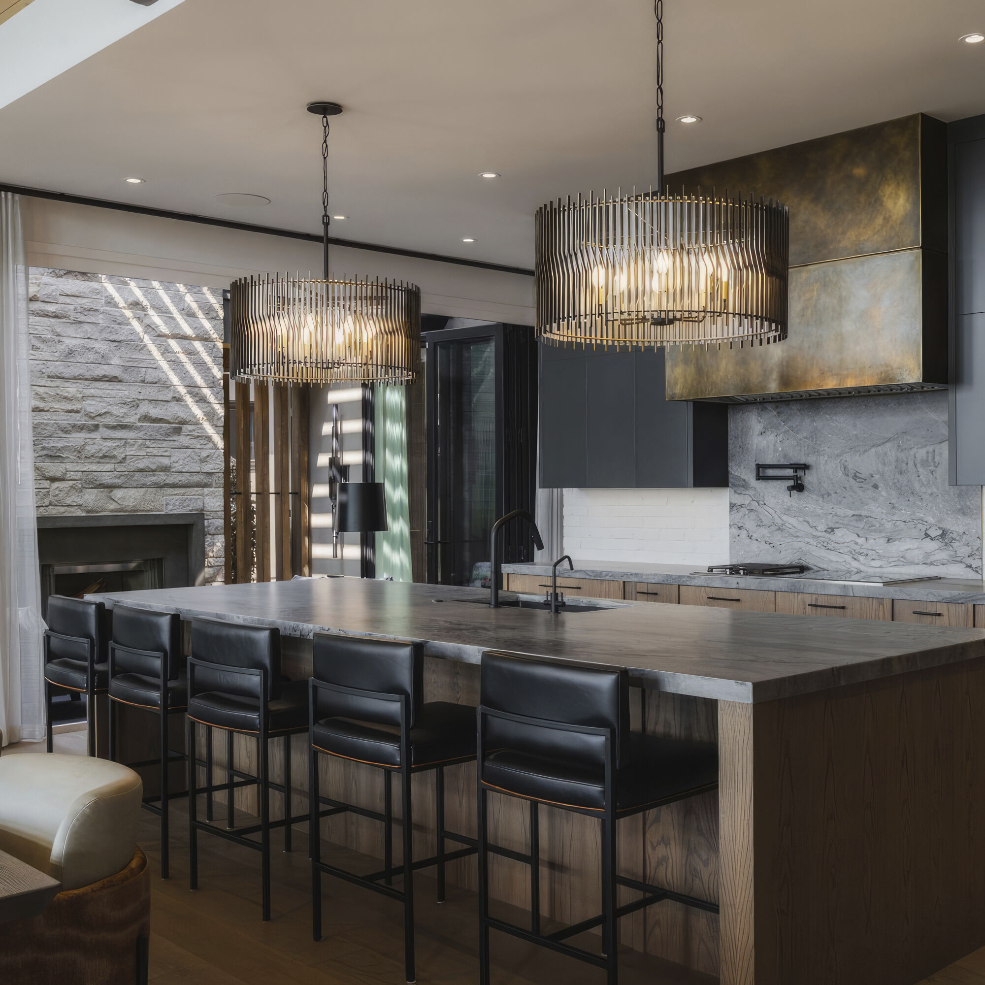 Park Row 10 Light 40 inch Matte Black and French Gold Pendant Ceiling Light, Smithsonian Collaboration