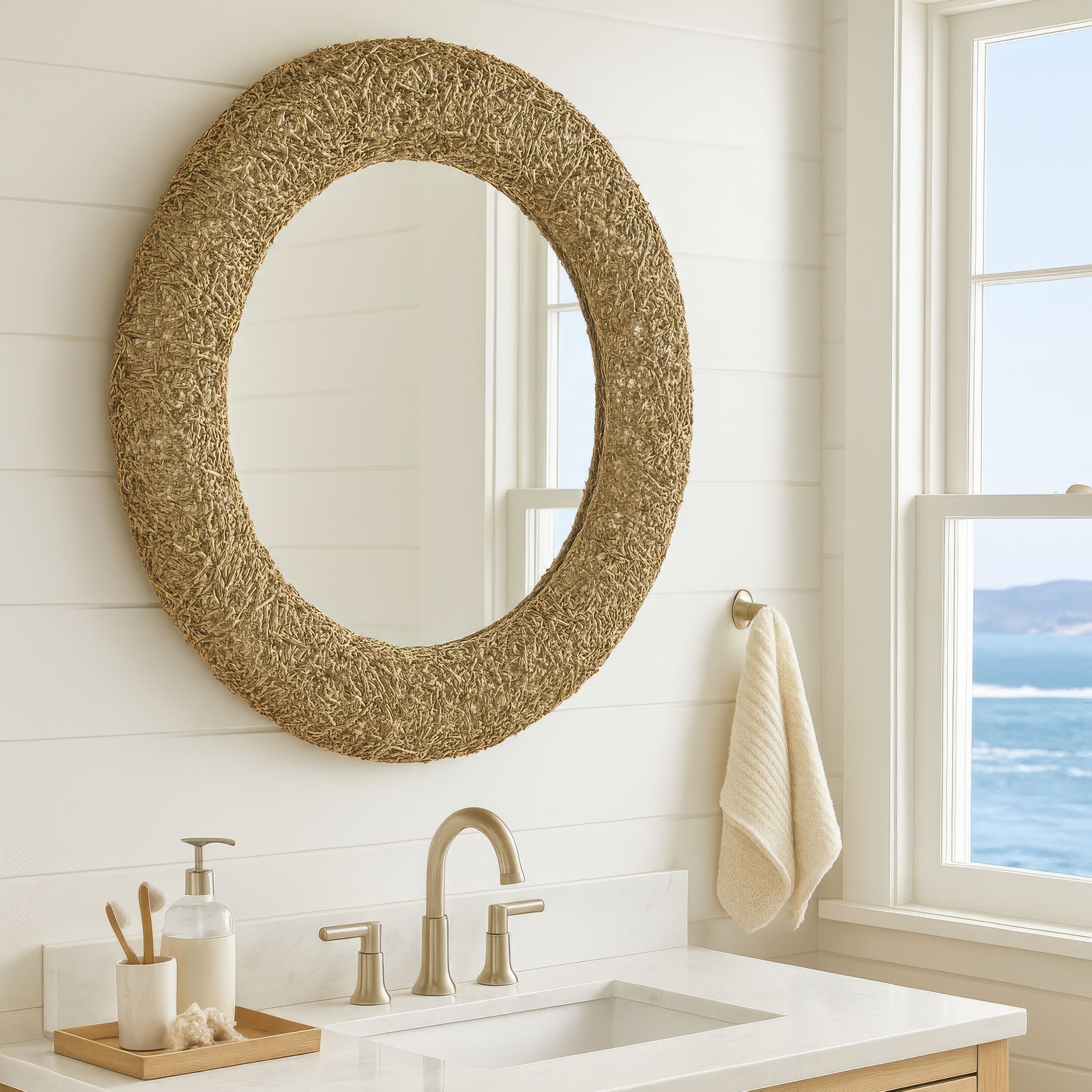 Tangled 33 X 33 inch Natural Rope Wall Mirror