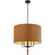 Secret Agent 4 Light 24 inch Black and Camel Leather Pendant Ceiling Light