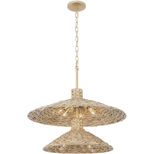 Hilton Head 9 Light 26.25 inch French Gold with Natural Seagrass Pendant Ceiling Light