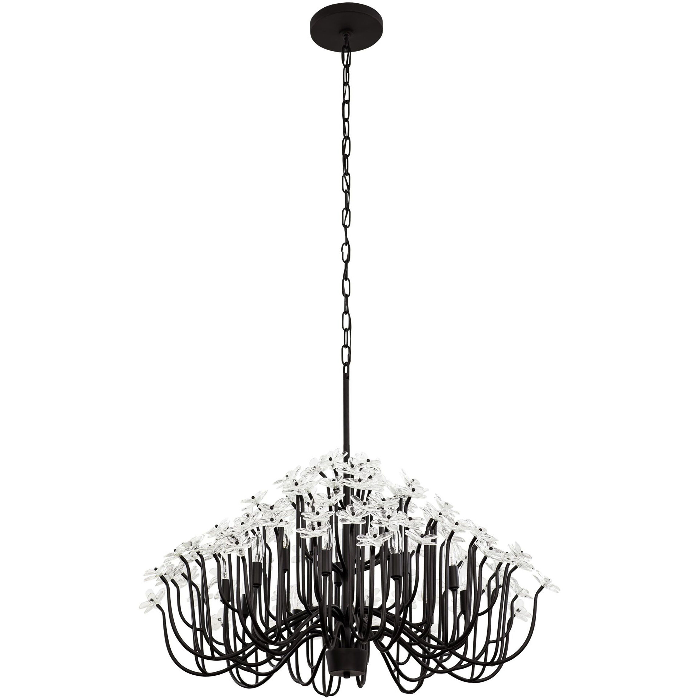 Wildflower 15 Light 40 inch Matte Black Chandelier Ceiling Light, Smithsonian Collaboration