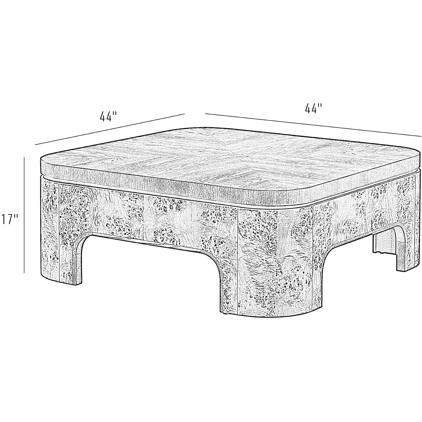 McKinney 44 X 44 inch Mushroom Oak with Mappa Burl Coffee Table