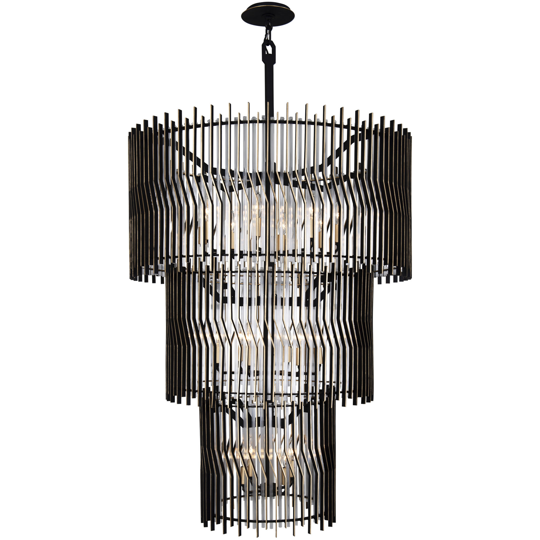 Park Row 18 Light 32 inch Matte Black and French Gold Chandelier Ceiling Light